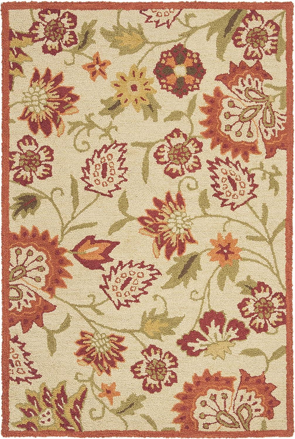 Blossom BLM862 Hand Hooked Area Rug - Beige/Multi - 4'x6' - Safavieh.