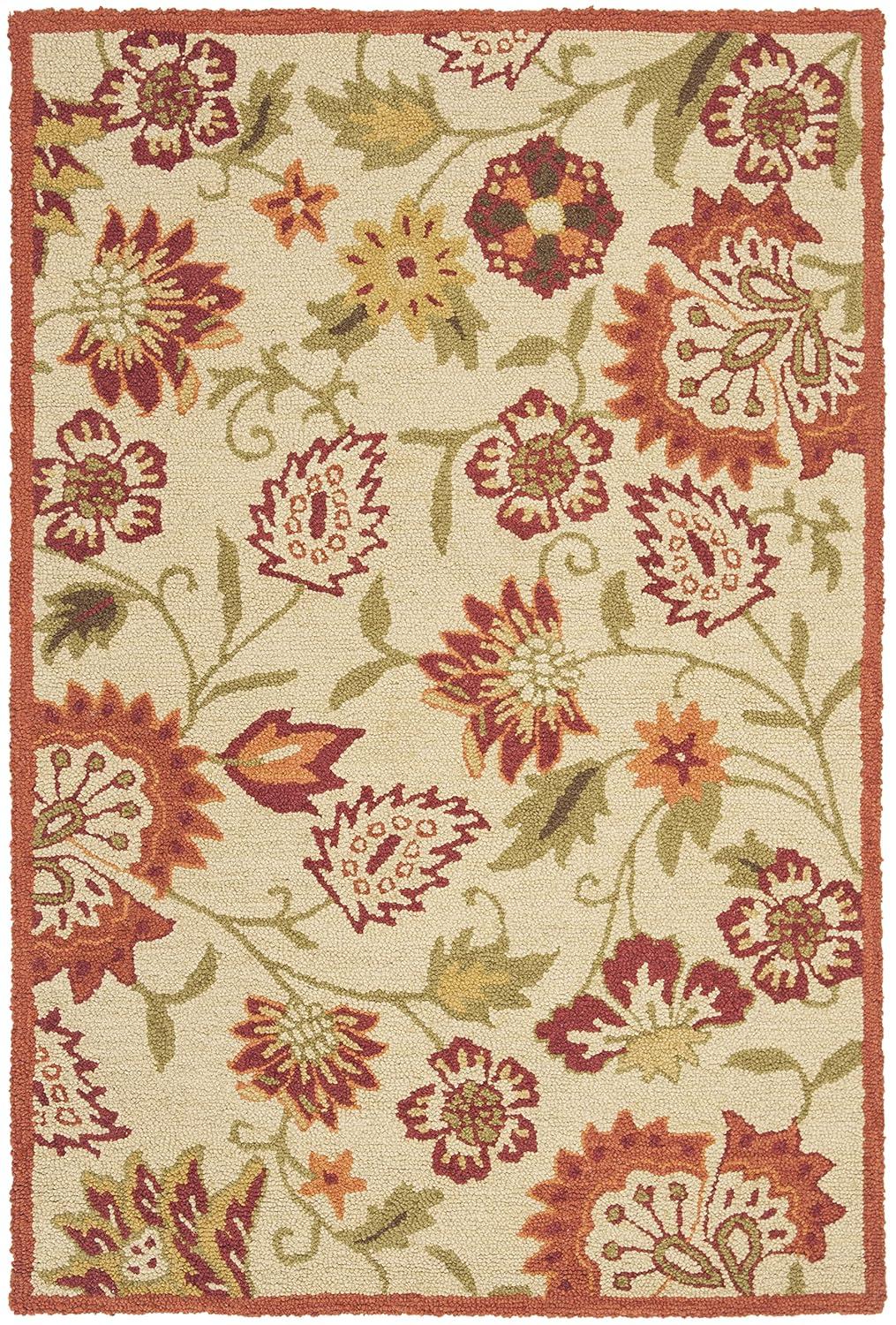 Blossom BLM862 Hand Hooked Area Rug - Beige/Multi - 4'x6' - Safavieh.