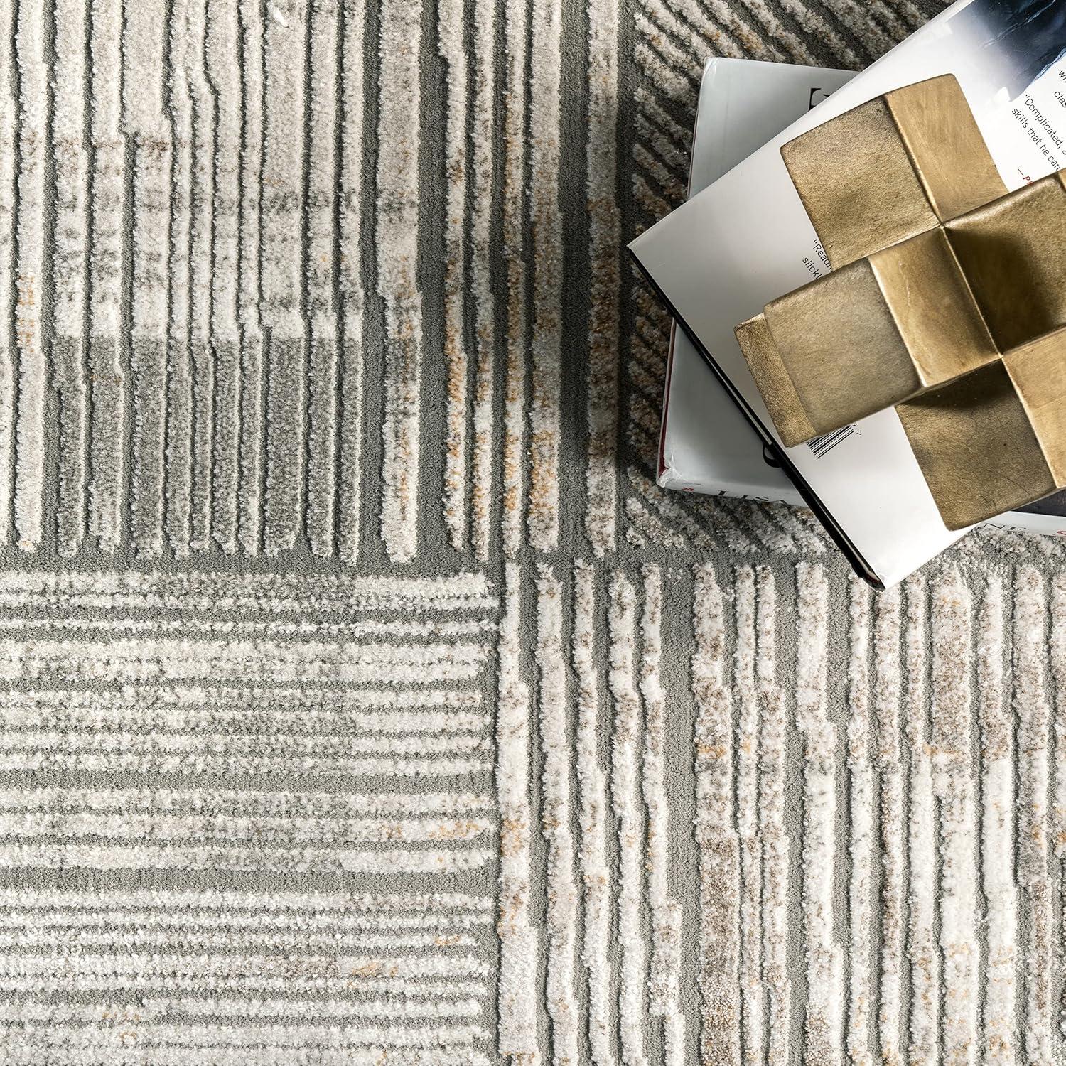 Nuloom Helene Abstract 5x8 Indoor Area Rug for Living Room Bedroom Dining Room Kitchen, Beige/Ivory