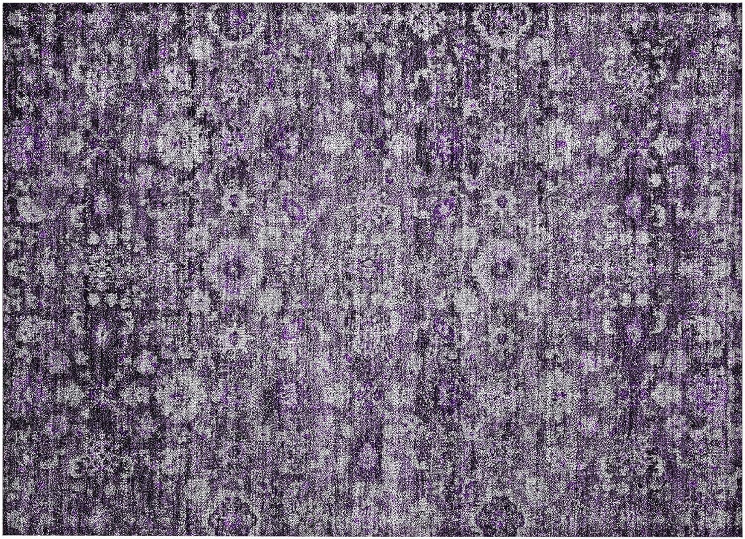 Purple Rectangular Machine Washable Synthetic Area Rug