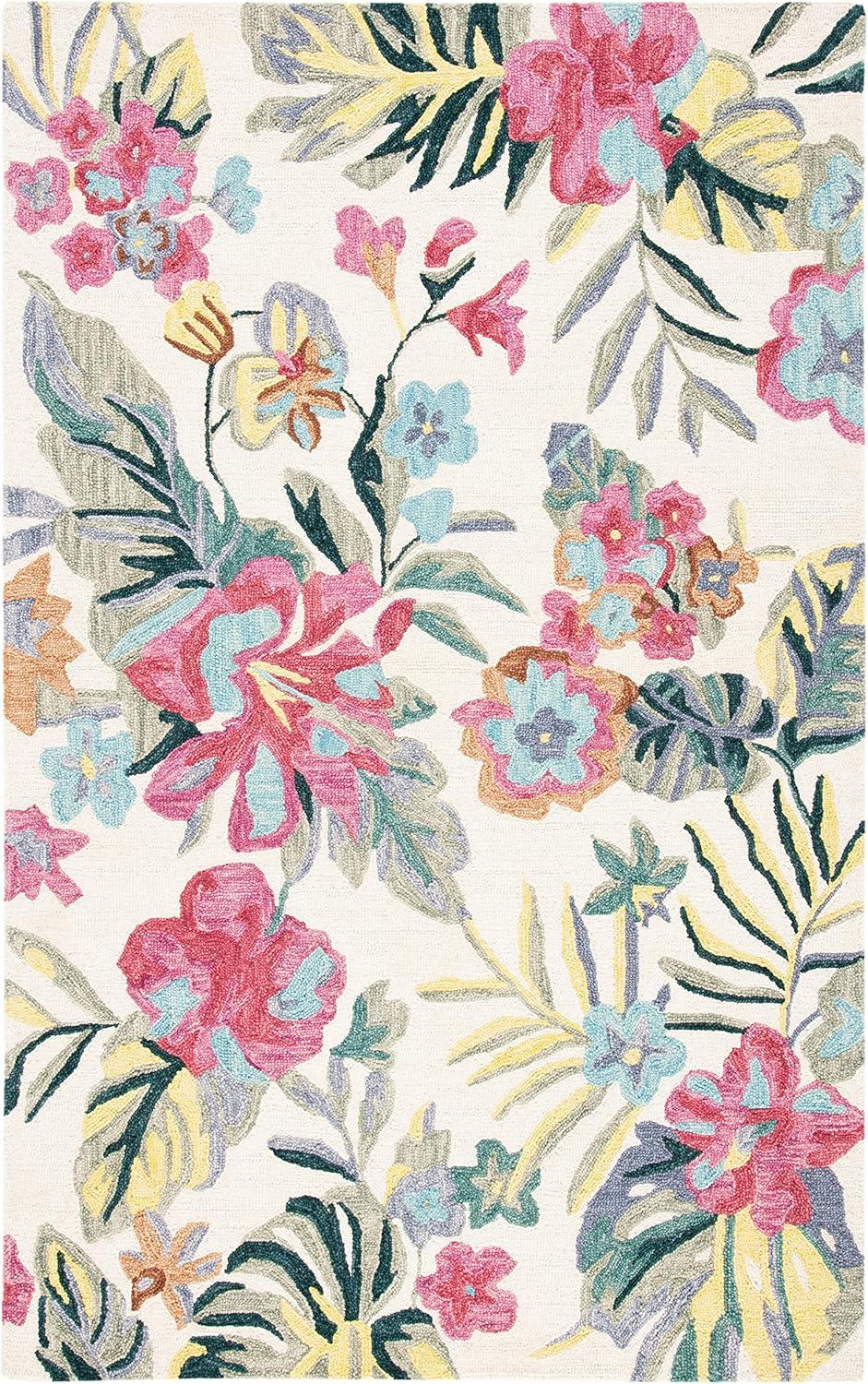 Jardin JAR151 Hand Tufted Area Rug - Ivory/Pink - 5'x8' - Safavieh