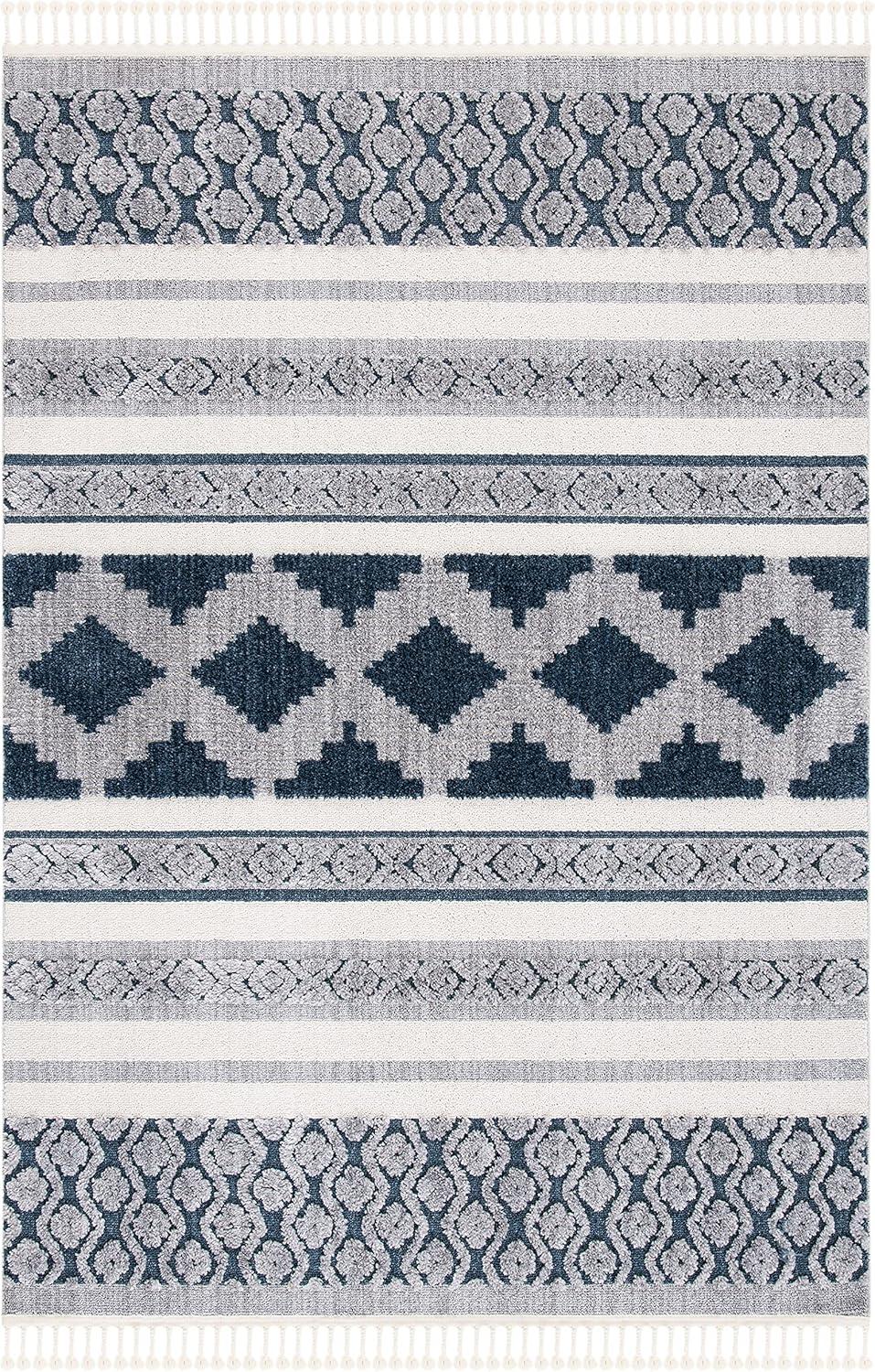 Marrakesh MRK515 Power Loomed Indoor Area Rug - Ivory/Blue - 5'3"x7'6" - Safavieh
