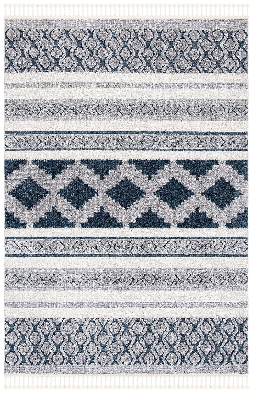 Marrakesh MRK515 Power Loomed Indoor Area Rug - Ivory/Blue - 5'3"x7'6" - Safavieh