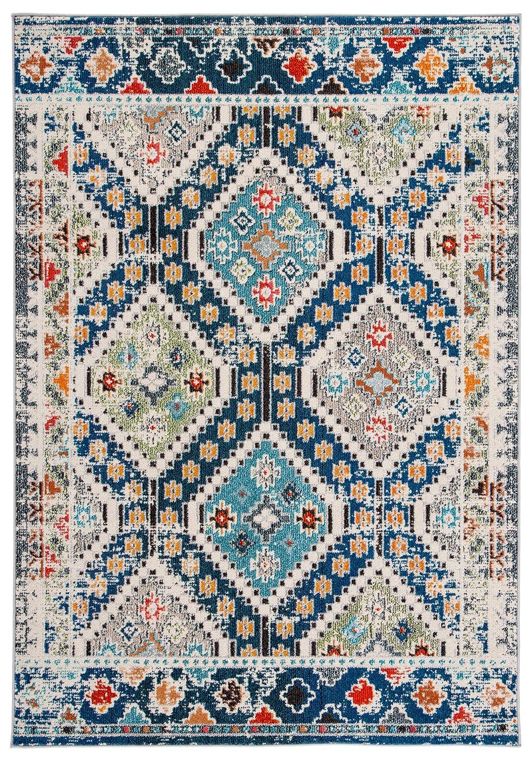 Madison MAD418 Power Loomed Indoor Area Rug - Navy/Beige - 4'x6' - Safavieh