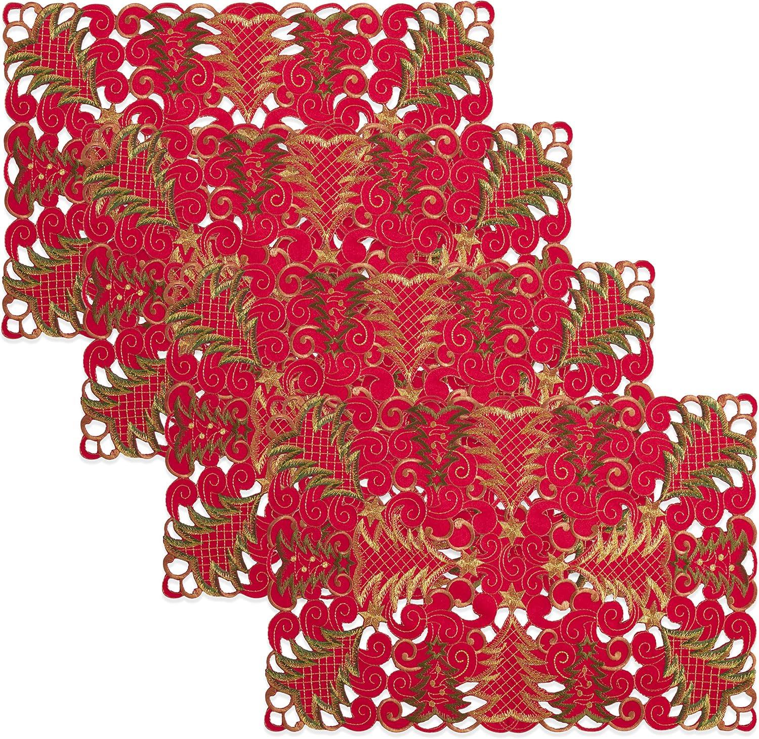 Saro Lifestyle Christmas Tree Cutwork Placemat (Set of 4)