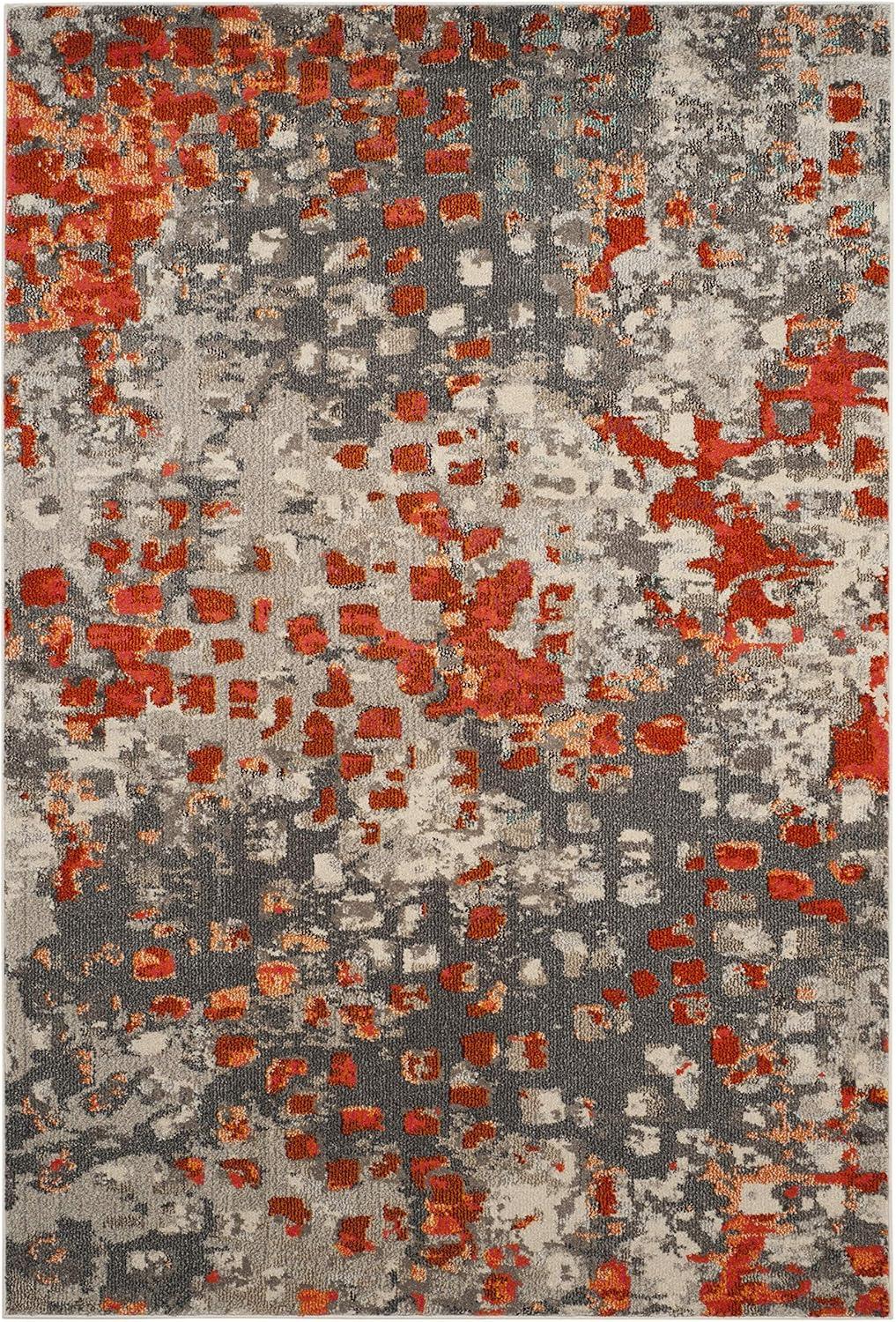 Monaco MNC225 Power Loomed Indoor Area Rug - Grey/Orange - 5'1"x7'7" - Safavieh