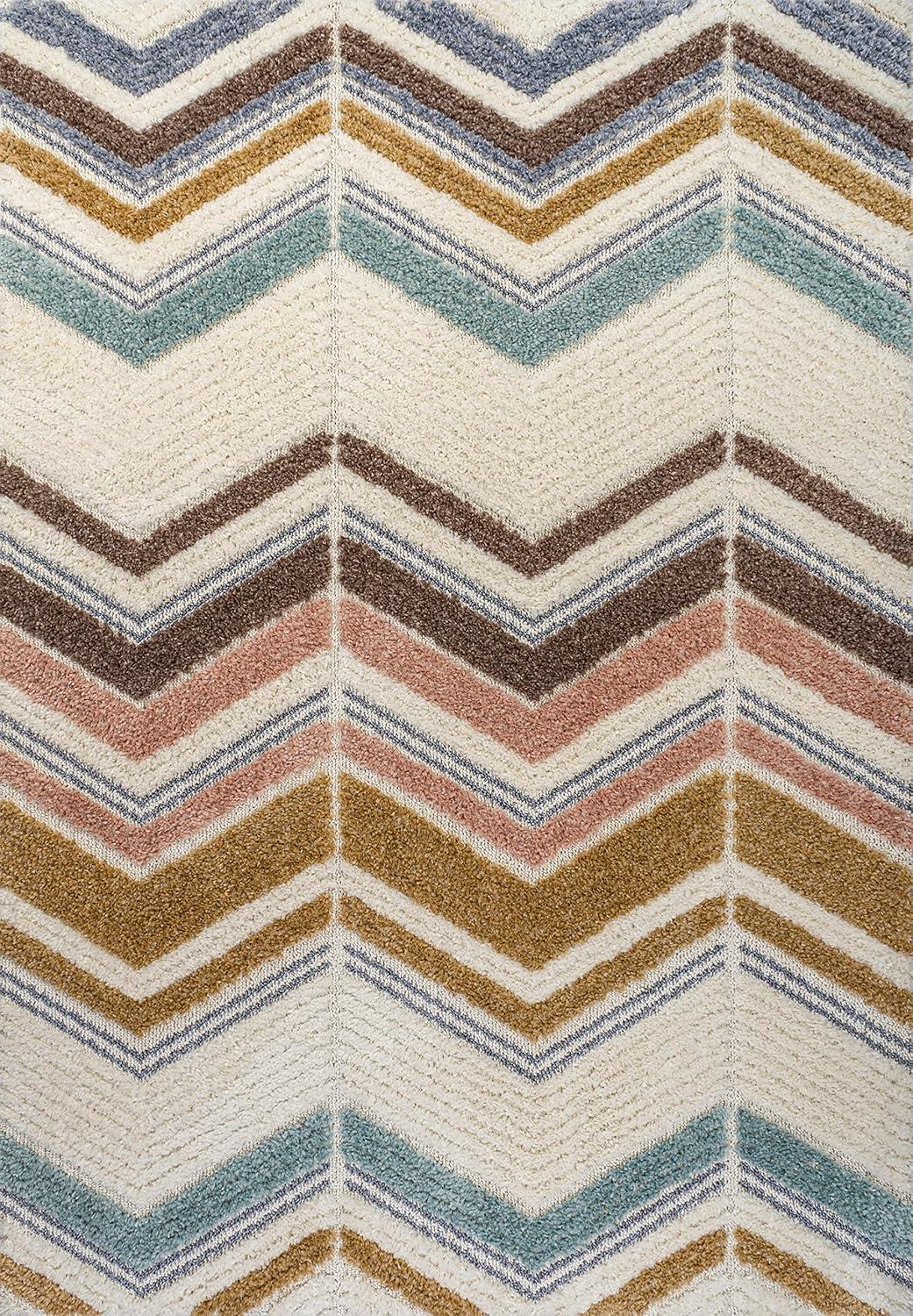 Elin Chevron High-Low Area Rug - JONATHAN Y