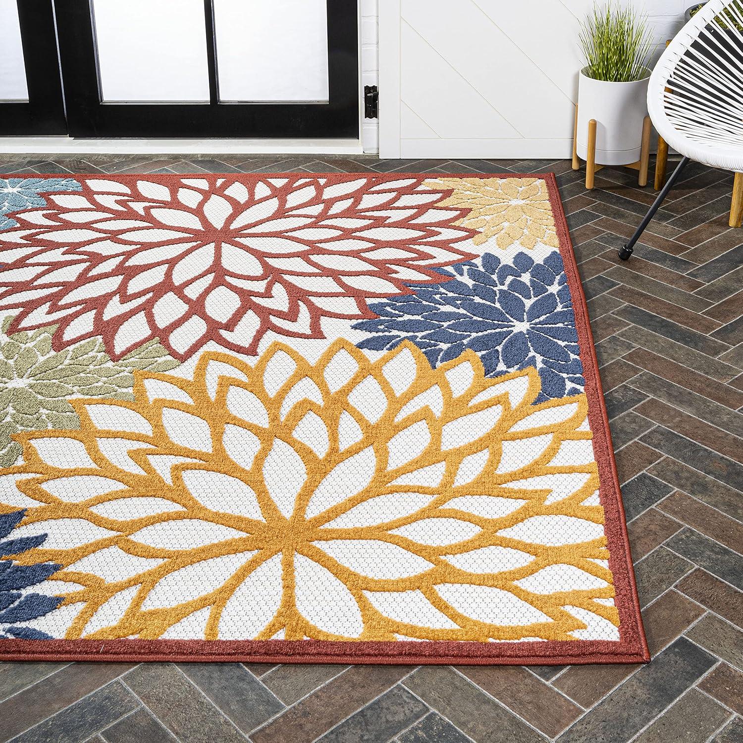 Minori Floral Indoor/Outdoor Runner Rug - JONATHAN Y