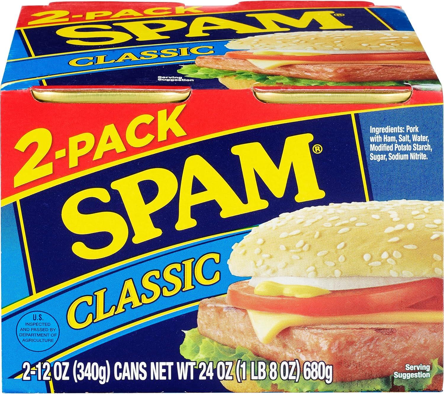 SPAM Classic Gluten-Free Canned Pork and Ham, 24 oz (2 Pack)