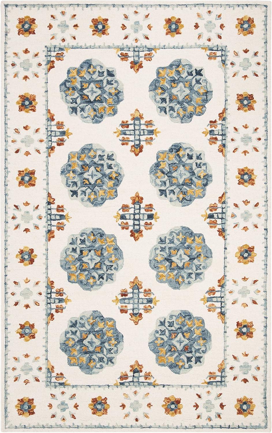 Blossom BLM901 Hand Tufted Area Rug - Blue/Ivory - 5'x8' - Safavieh.