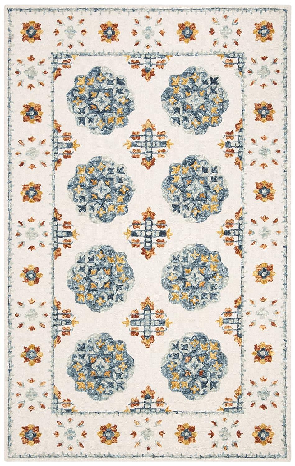 Blossom BLM901 Hand Tufted Area Rug - Blue/Ivory - 5'x8' - Safavieh.