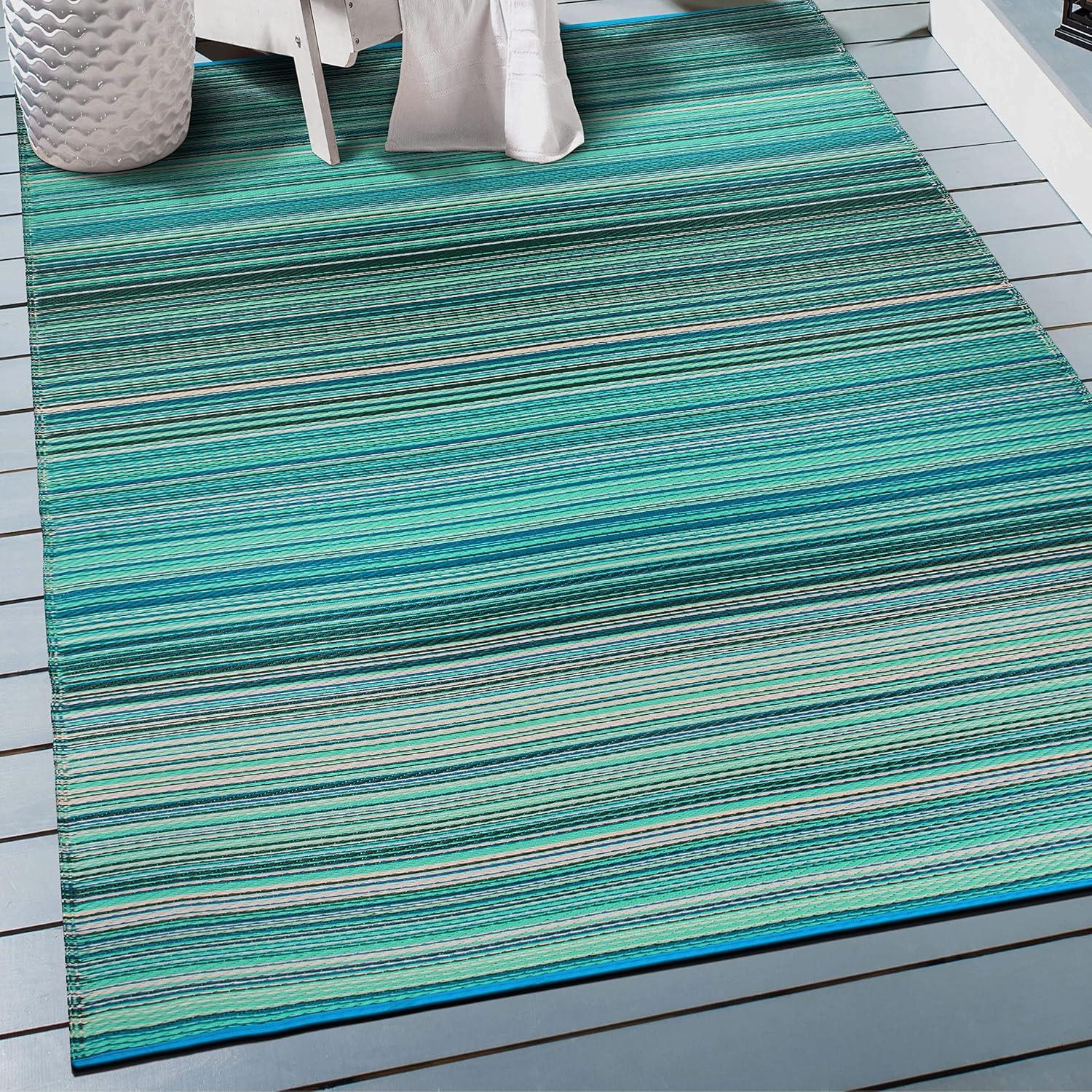 World Rug Gallery Contemporary Stripe Reversible Plastic Indoor and Outdoor Rugs