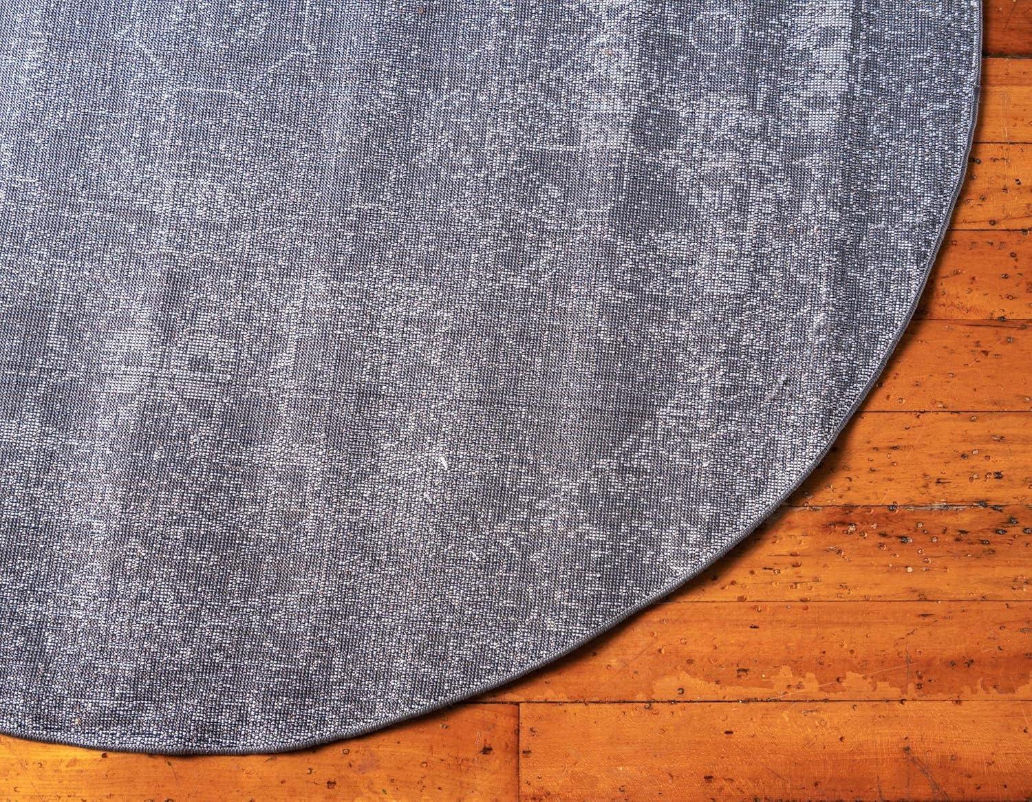 Unique Loom Bromley Collection Area Rug - Wells (3' Round Dark Gray/Gray)