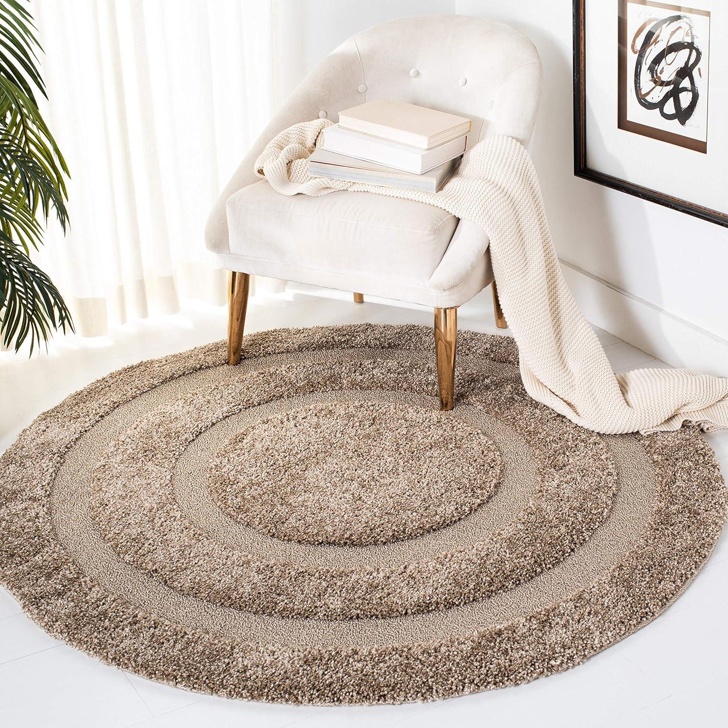 Florida Shag SG454 Power Loomed Indoor Area Rug - Creme/Creme - 4'x4' - Safavieh.