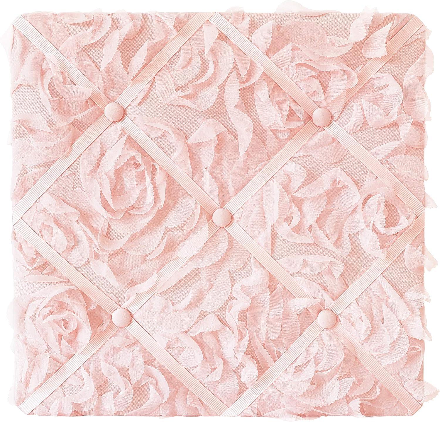 Blush Pink Floral Fabric Memo Board with Button Detail