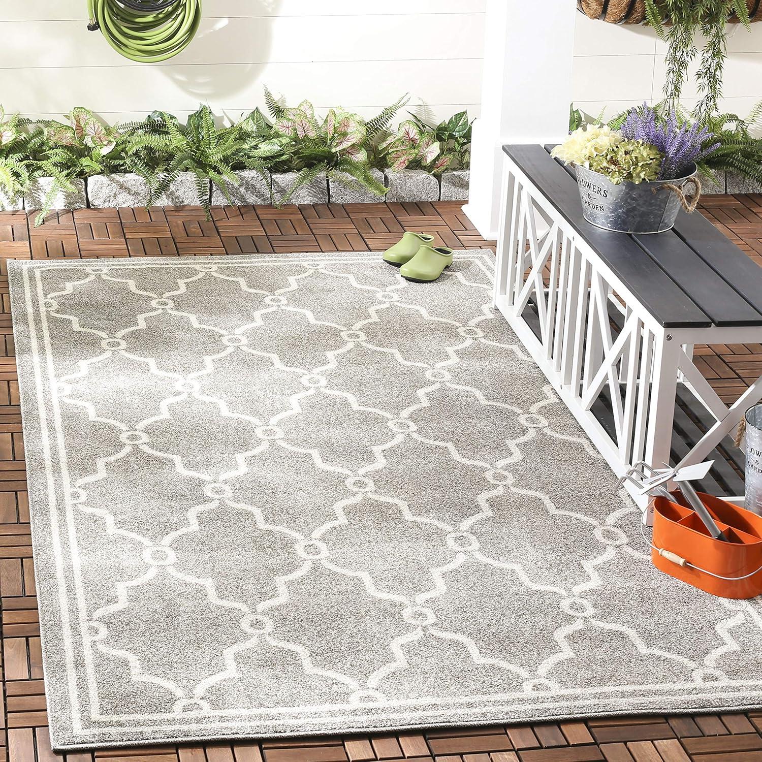 Amherst AMT414 Power Loomed Indoor Area Rug - Dark Grey/Beige - 5'3"x8' - Safavieh