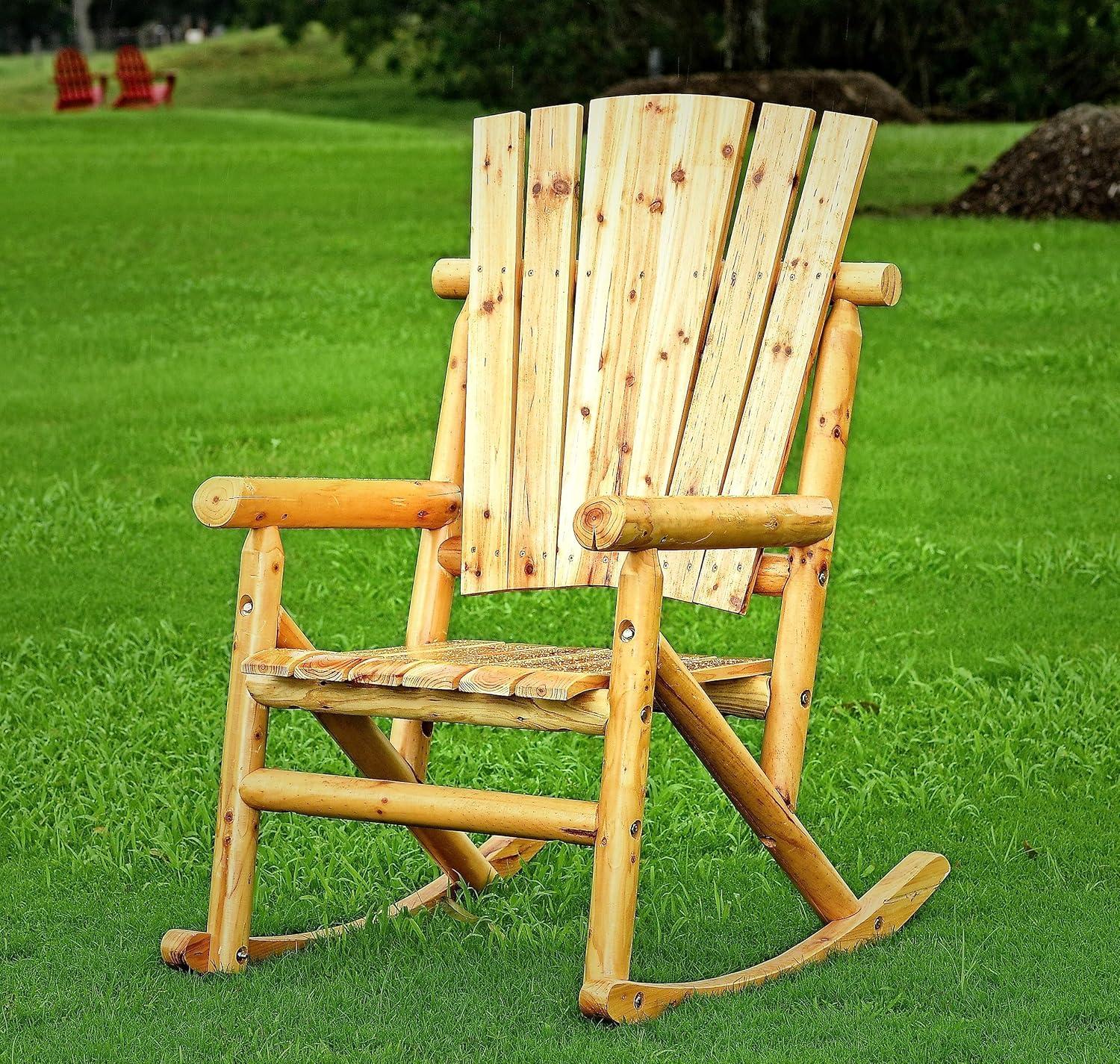 Aspen Natural Varnish Wood Rocking Chair with Rounded Armrests