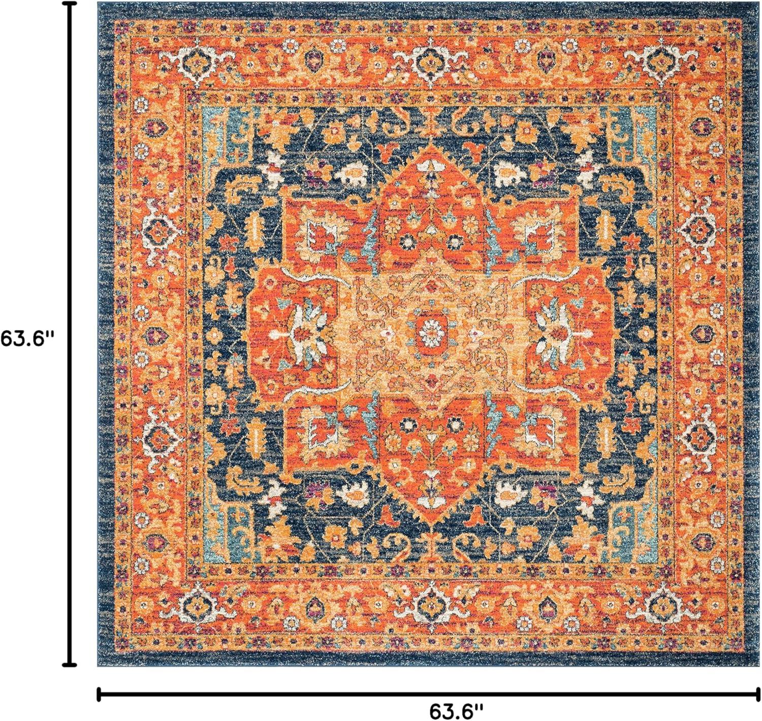 Evoke EVK275 Power Loomed Indoor Area Rug - Blue/Orange - 5'3"x5'3" - Safavieh
