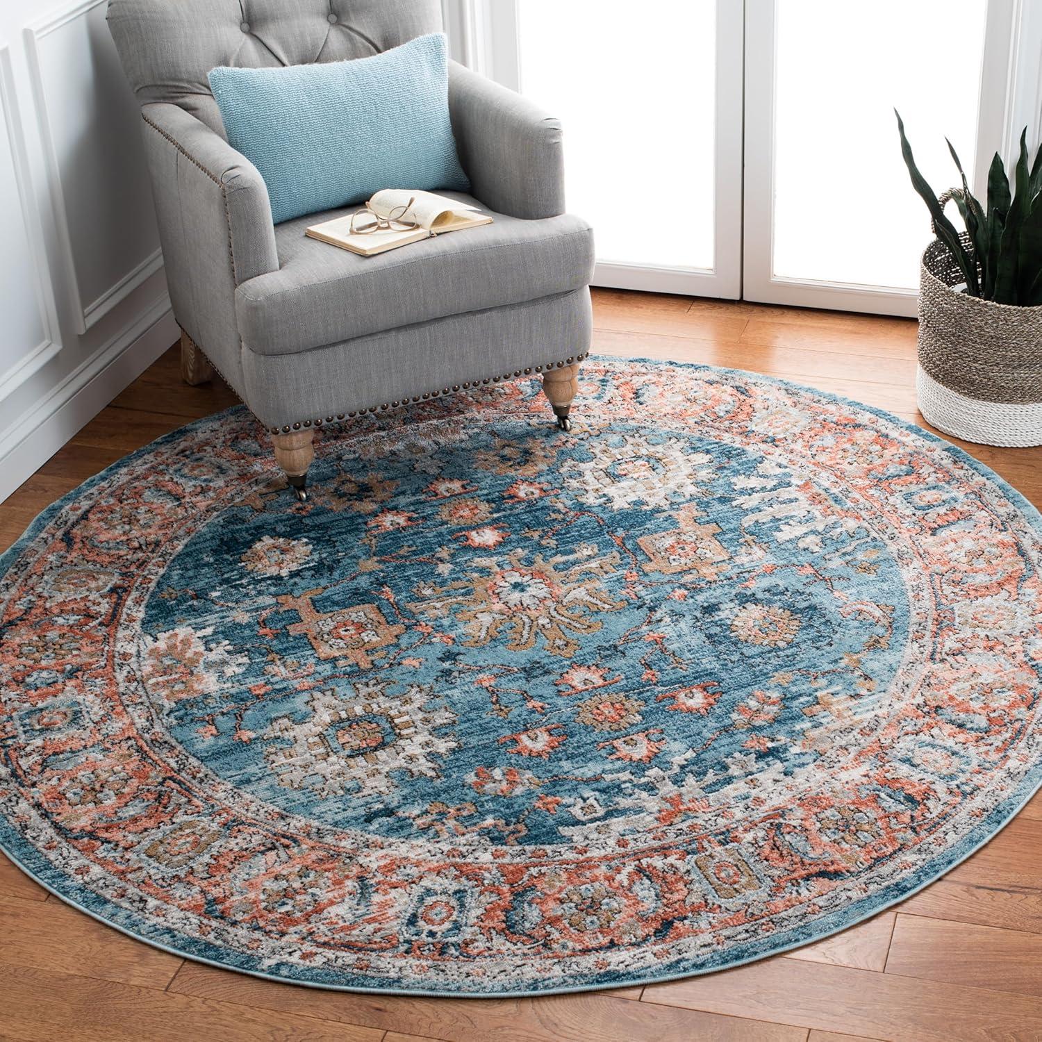 Shivan SHV797 Power Loomed Area Rug - Grey/Blue - 6'7" round - Safavieh.