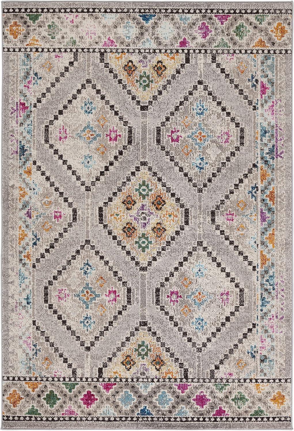 SAFAVIEH Madison Dayna Trellis Bordered Area Rug, Grey/Beige, 9' x 12'