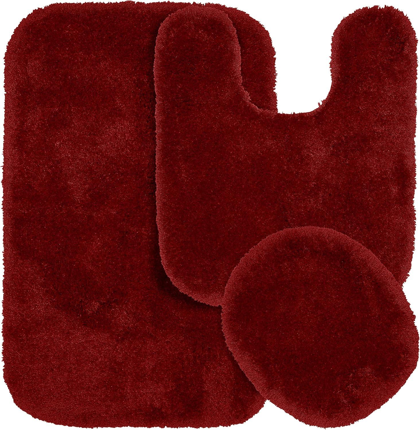 Garland Rug 3pc Finest Luxury Ultra Plush Washable Nylon Bath Rug Set Red : Microfiber, Machine Washable, Non-Slip Backing
