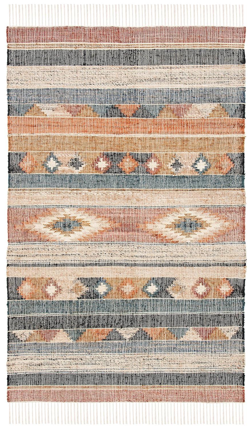 Kilim KLM177 Flat Weave Area Rug - Blue/Rust - 5'x8' - Safavieh