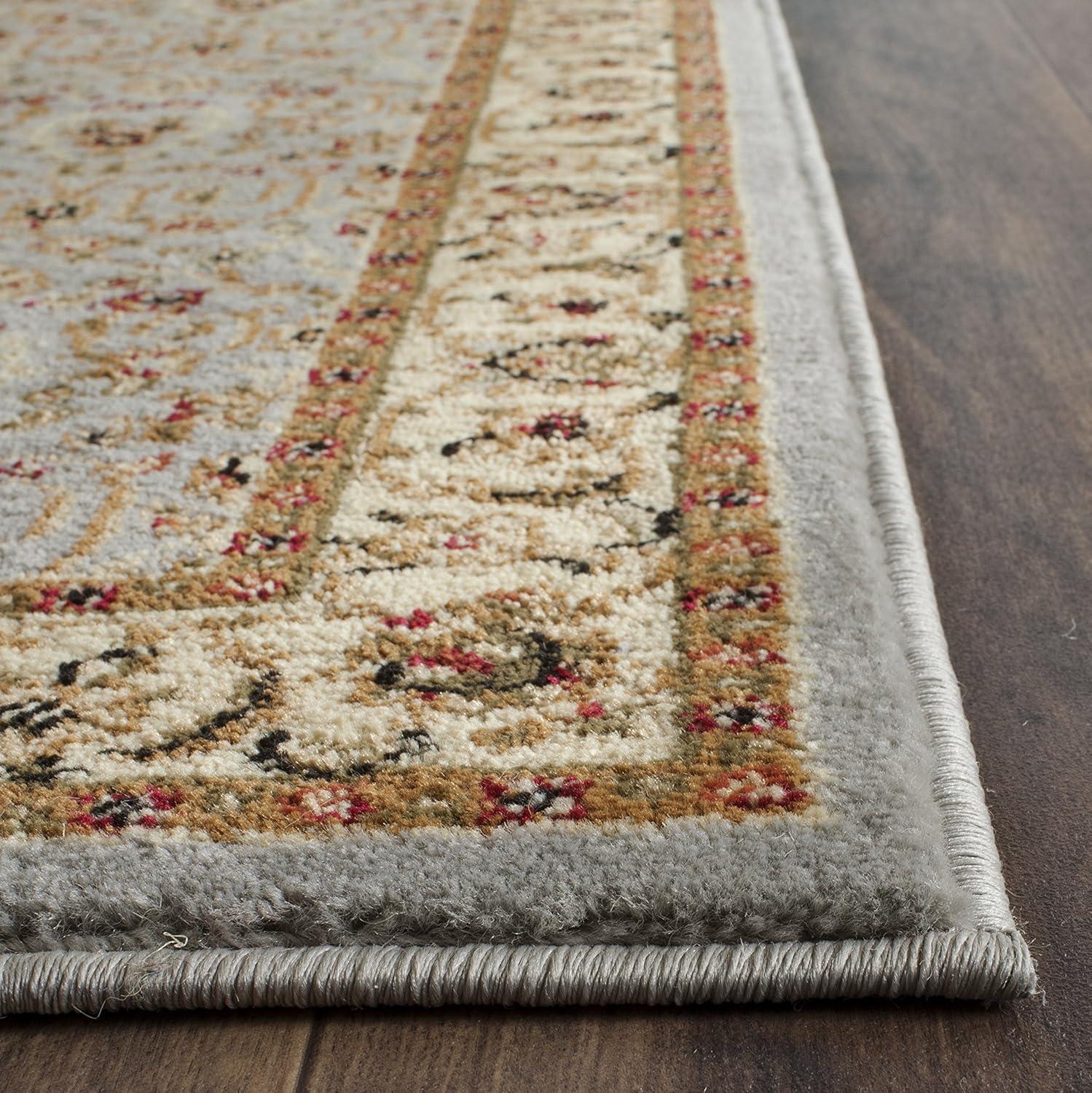 Light Blue and Ivory Traditional Synthetic Runner Rug