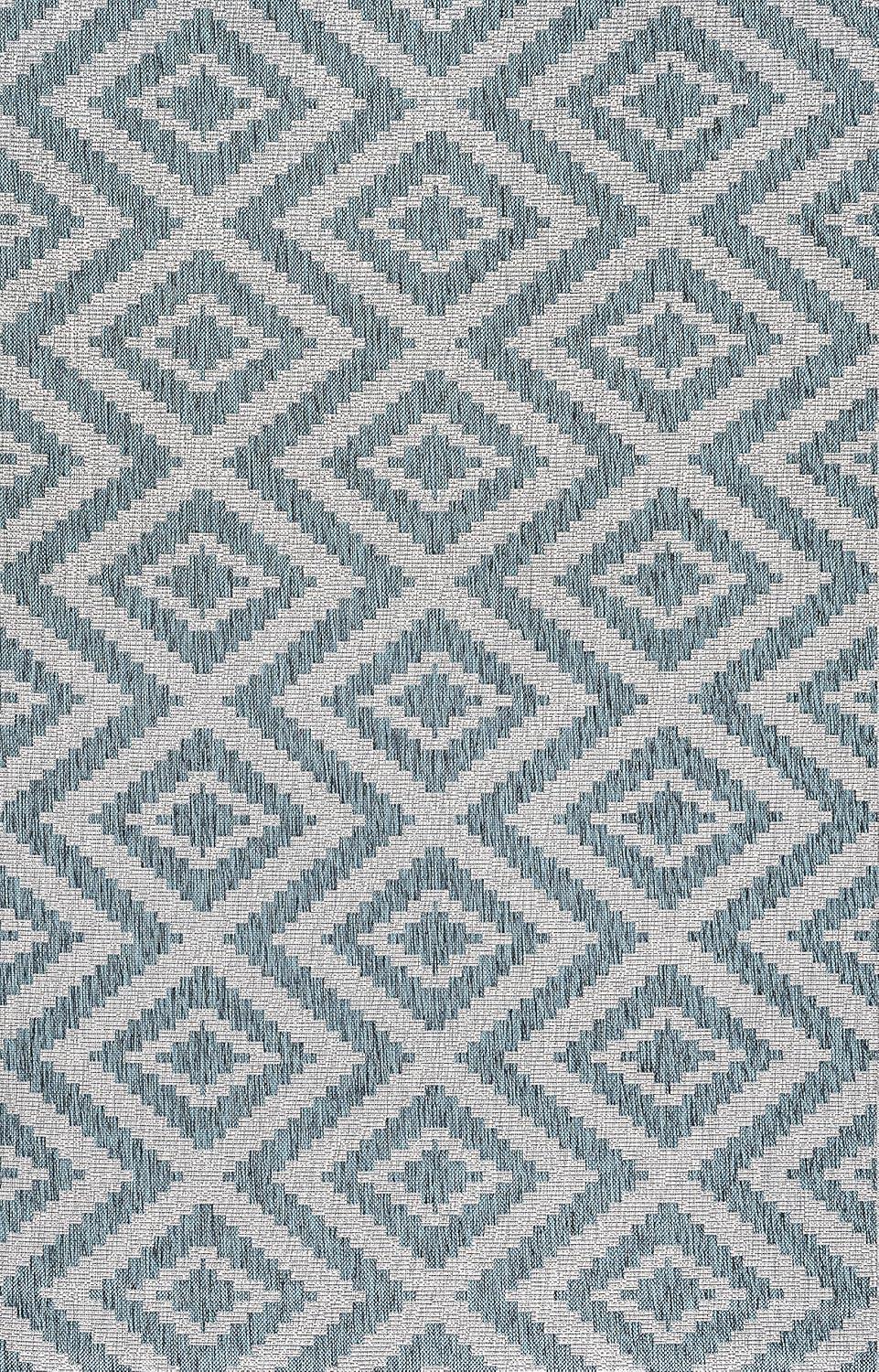 Reversible Sintra Diamond Blue/Gray Geometric Indoor/Outdoor Rug