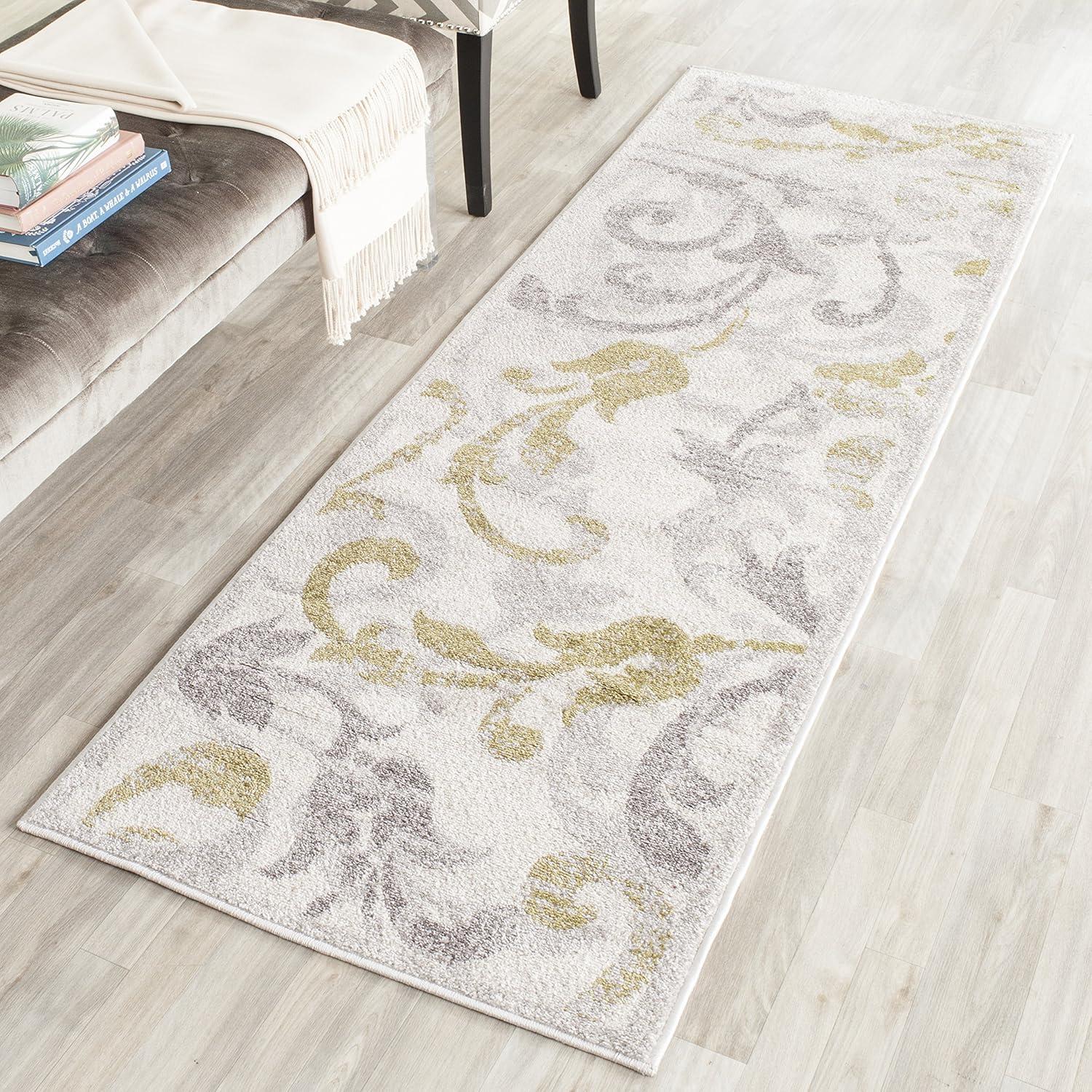 Amherst AMT428 Power Loomed Indoor Runner Rug - Ivory/Light Grey - 2'3"x9' - Safavieh