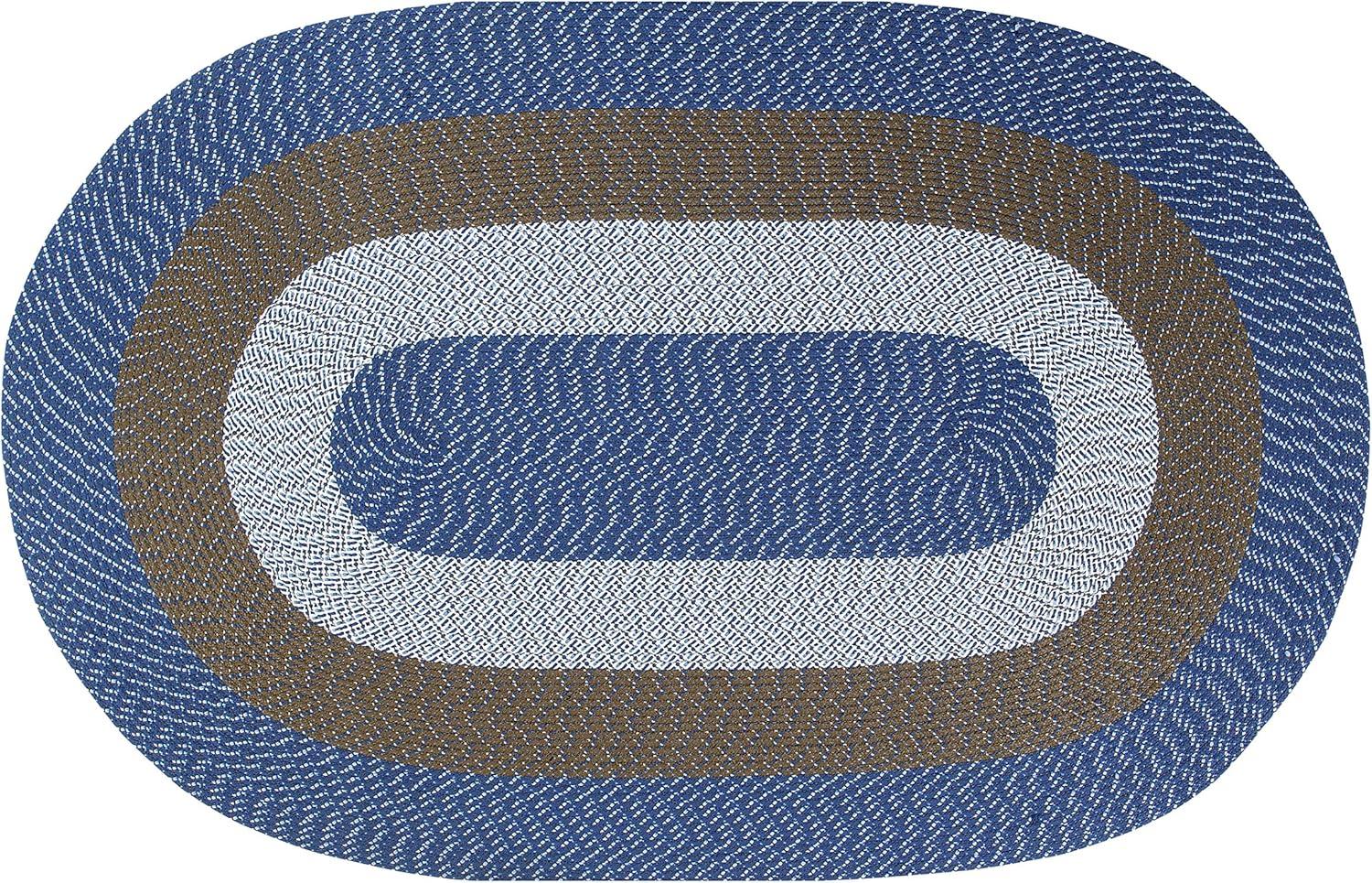 Better Trends Country Braid Collection is Durable and Stain Resistant Reversible Indoor Area Utility Rug 100% Polypropylene in Vibrant Colors, 42" x 66" Oval, Chambray Stripe