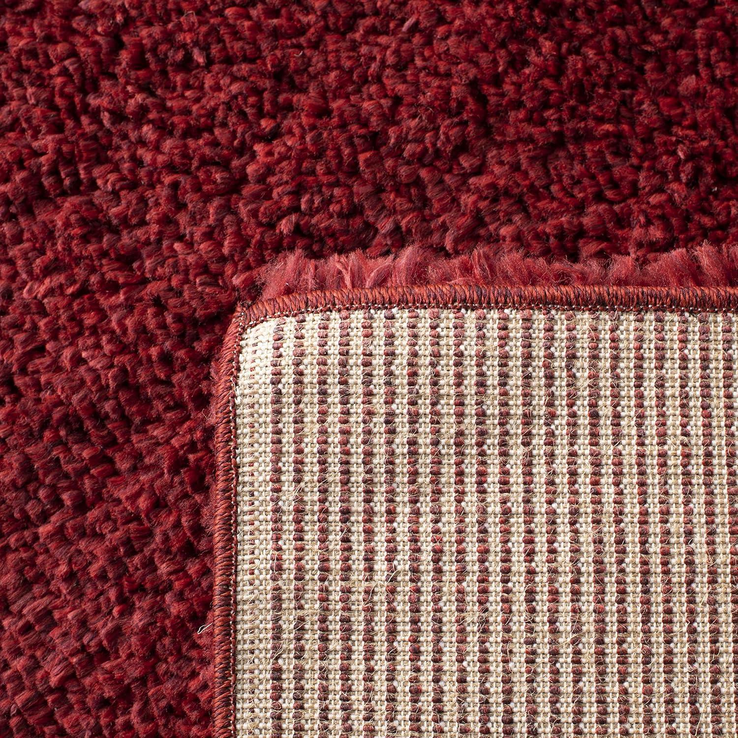 SAFAVIEH August Carlene Solid Plush Shag Area Rug, Burgundy, 3' x 5'