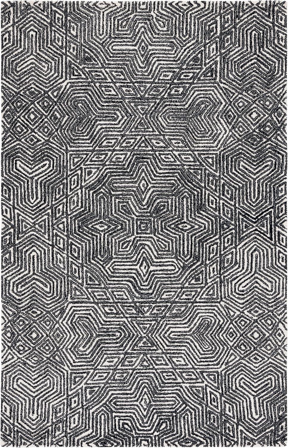 Micro-Loop MLP956 Hand Tufted Indoor Area Rug - Ivory/Black - 8'x10' - Safavieh