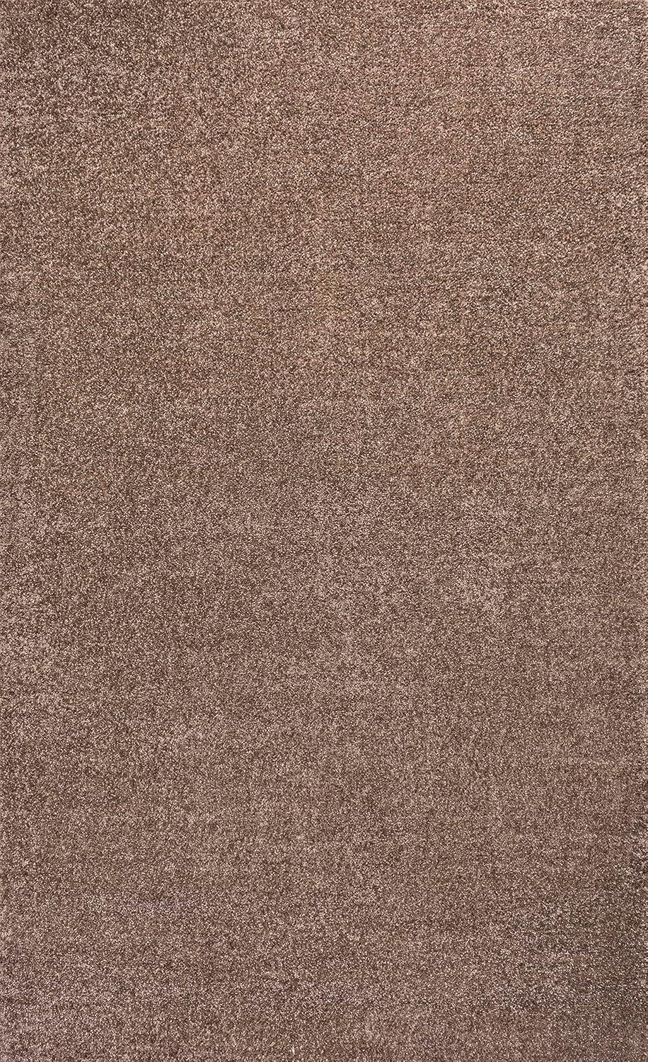 5'x8' Haze Solid Low-Pile Area Rug, Brown - JONATHAN Y