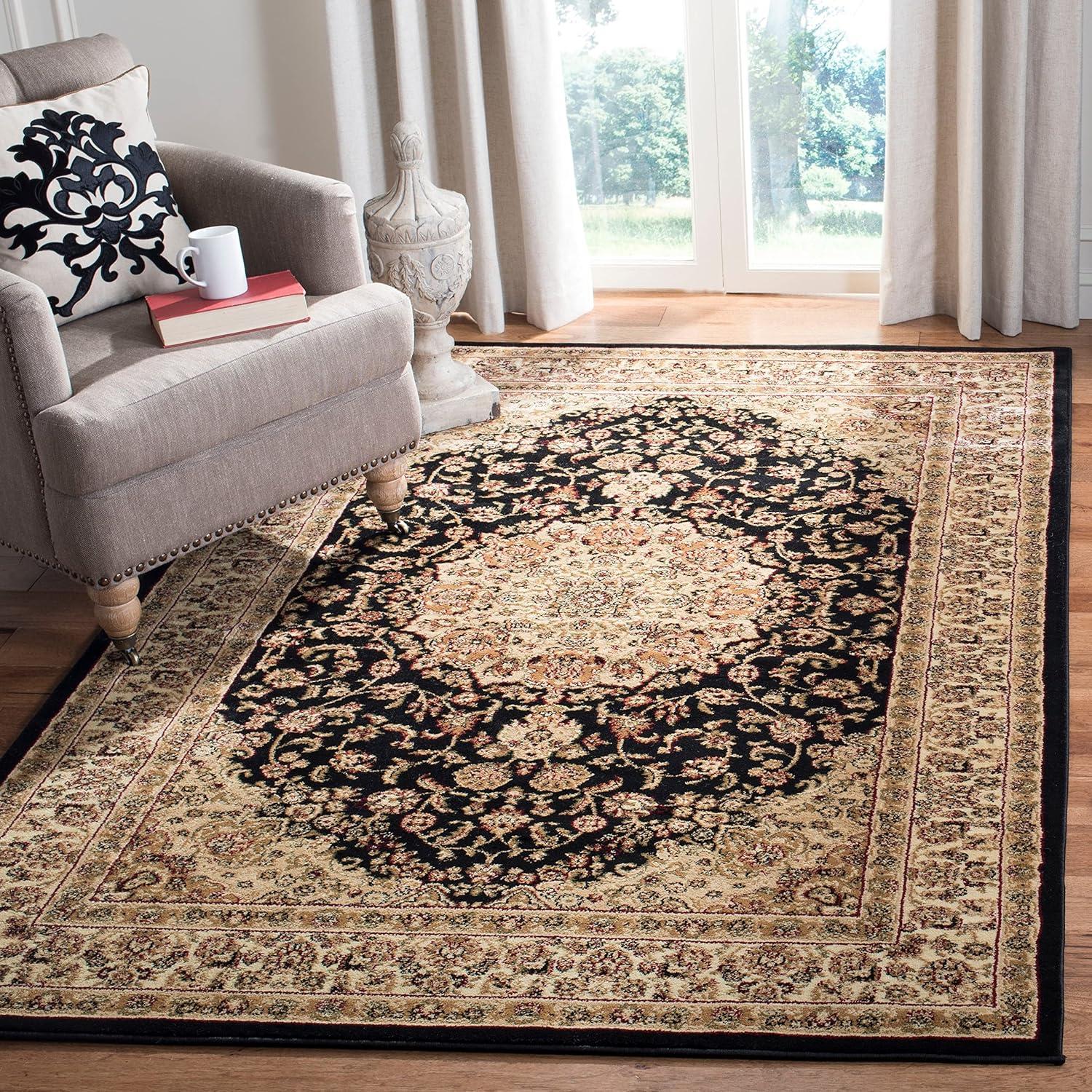 Lyndhurst LNH222 Power Loomed Accent Rug - Black/Ivory - 3'3"x5'3" - Safavieh