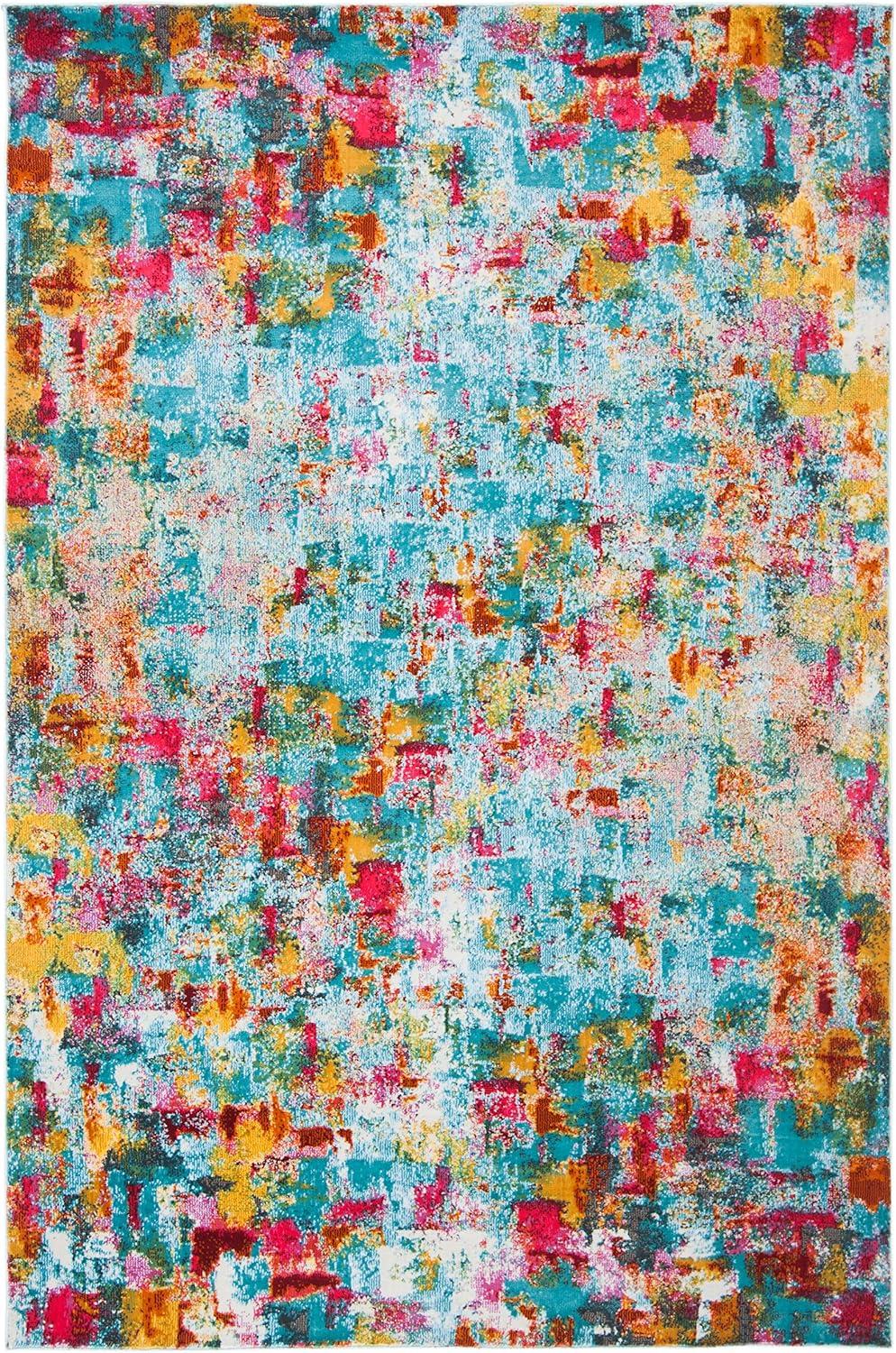 Aqua Fuchsia Hand-Knotted 4' x 6' Luxor Viscose Area Rug