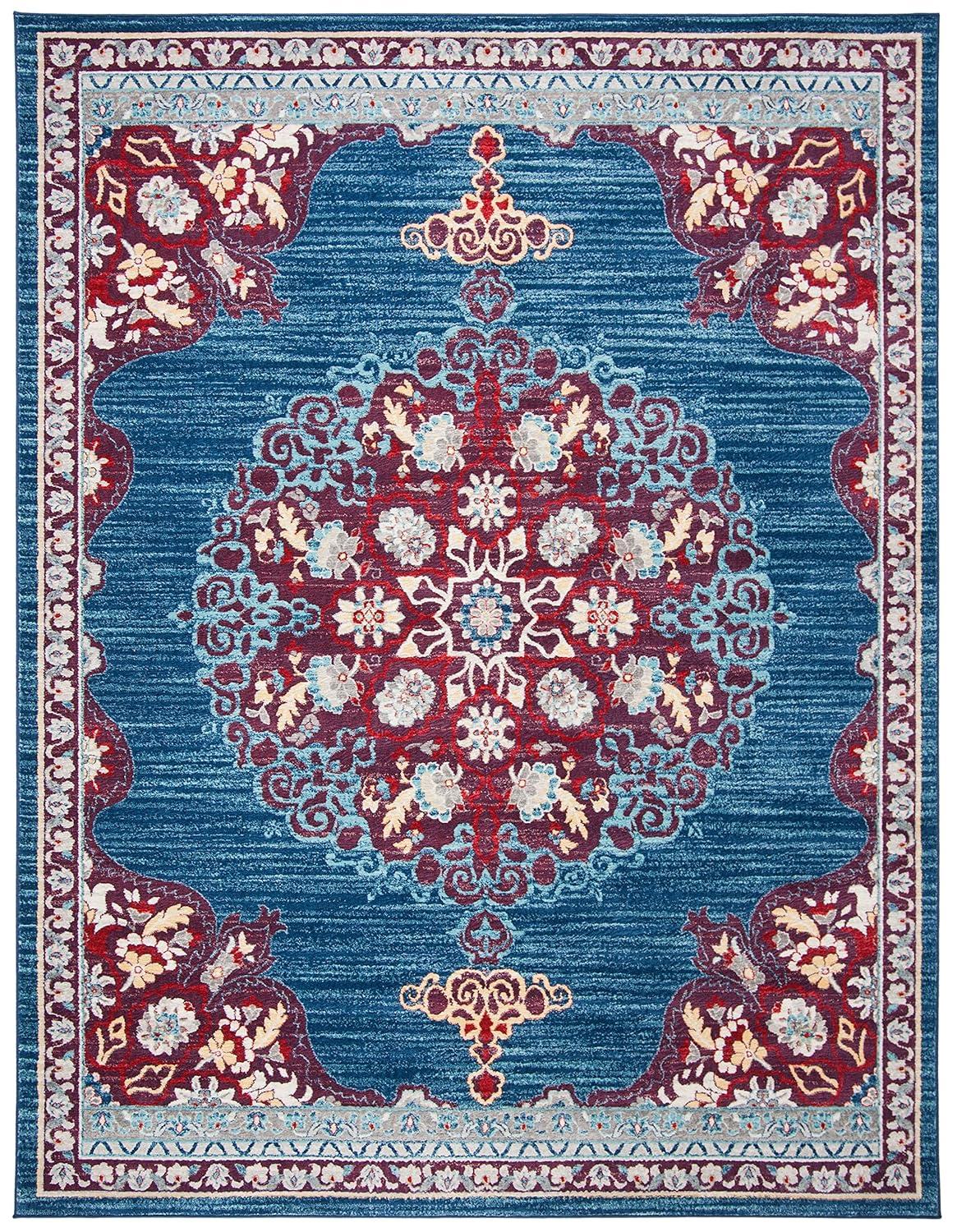 Brentwood BNT867 Power Loomed Indoor Area Rug - Navy/Burgundy - 8'x10' - Safavieh