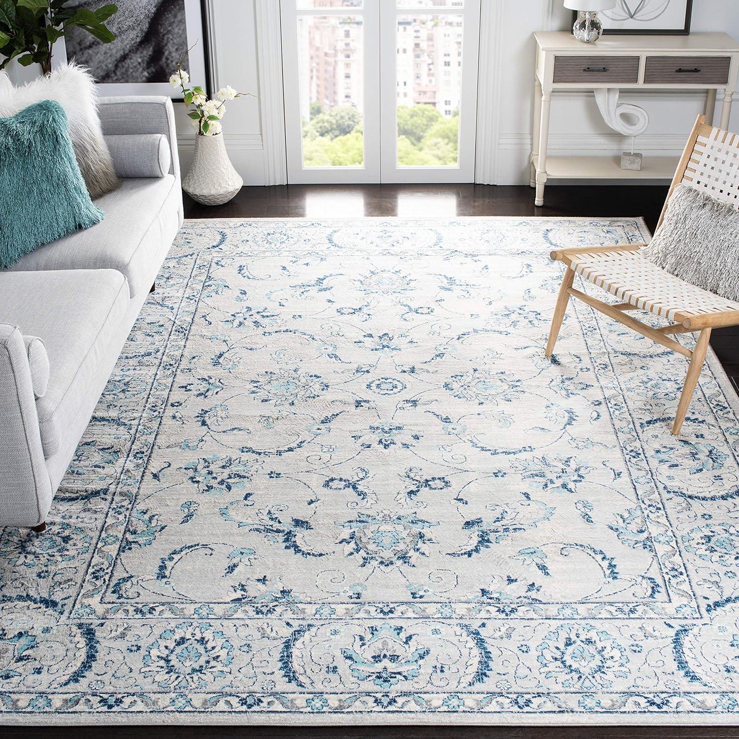 Majestic Heirloom-Inspired 5' x 5' Square Synthetic Gray Rug