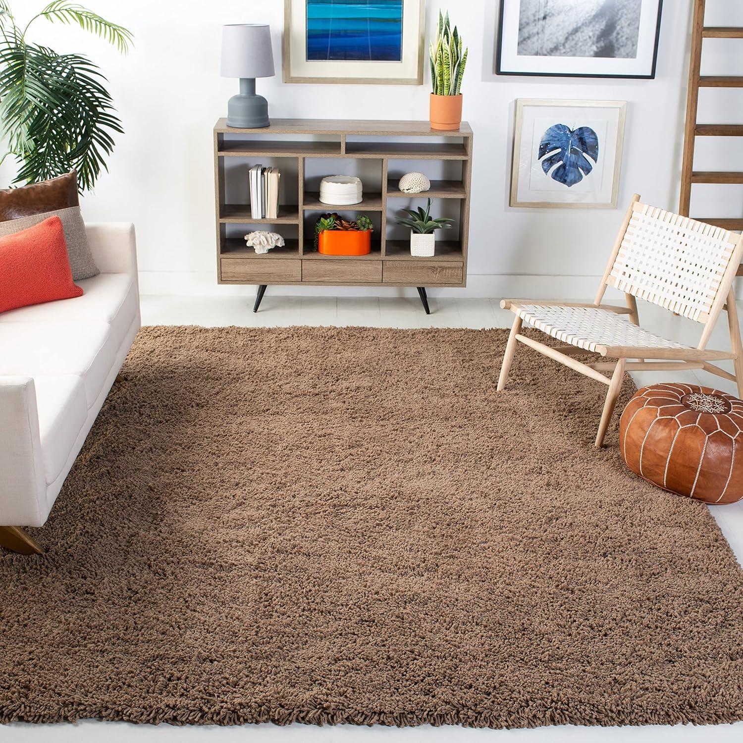 SAFAVIEH Harvey Solid Plush Shag Area Rug, Taupe, 3' x 5'