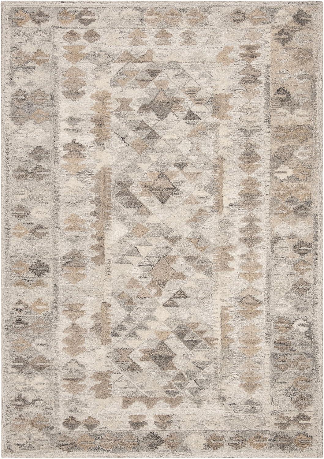 Hand-Tufted Modern Gray Wool 5' x 8' Rectangular Area Rug