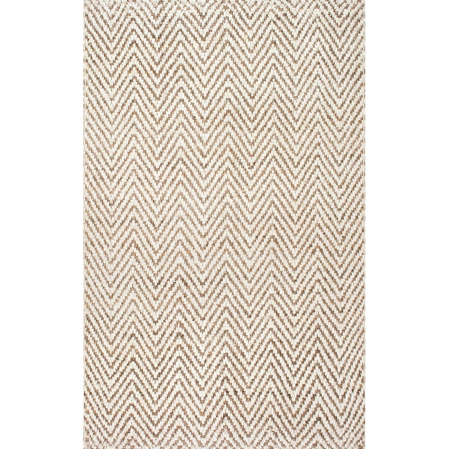 nuLOOM Vania Chevron Jute Area Rug, 7' 6" x 9' 6", Off White