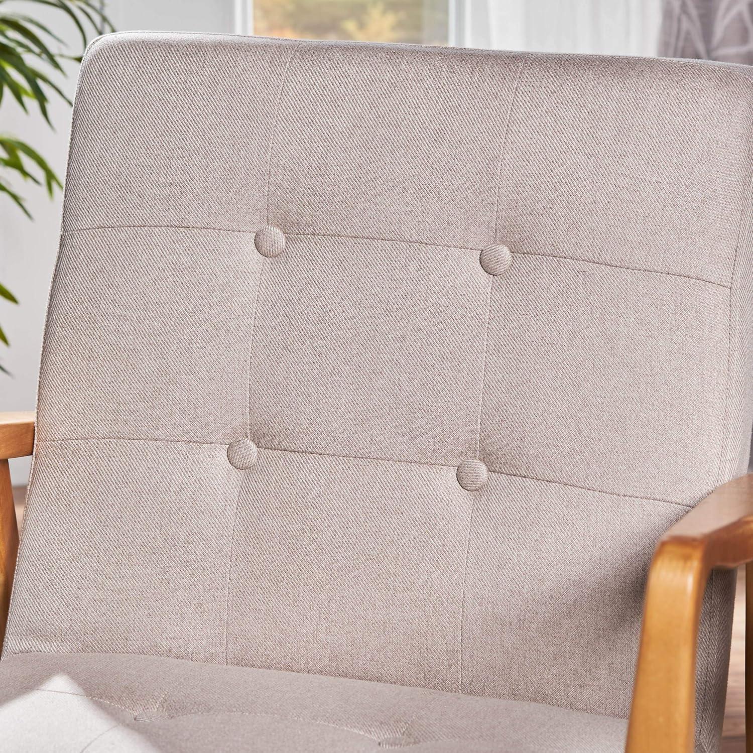 Brayden Tufted Club Chair Medium Beige - Christopher Knight Home: Upholstered, Hardwood Frame, No Assembly Required