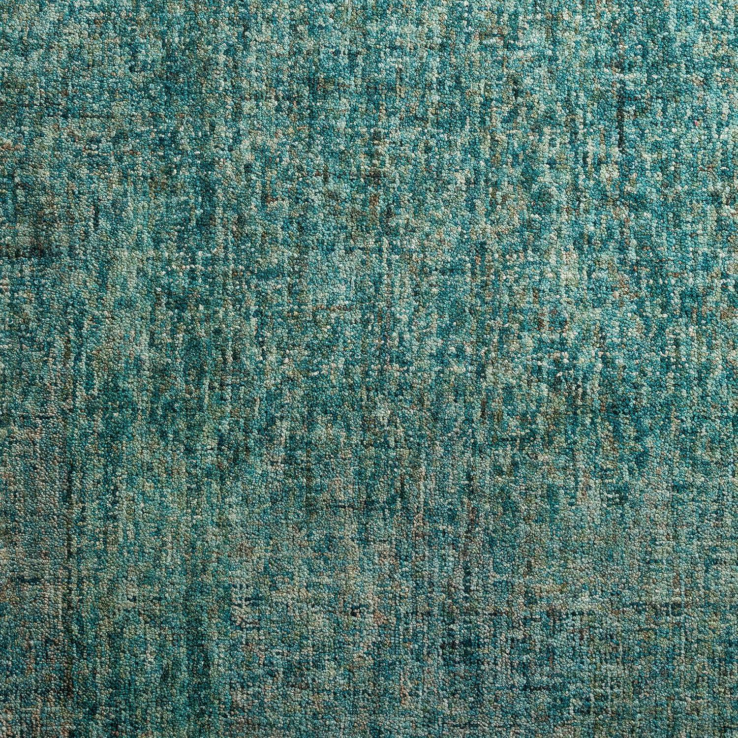 Handmade Turquoise & Teal Wool Rectangular Rug 3'6" x 5'6"