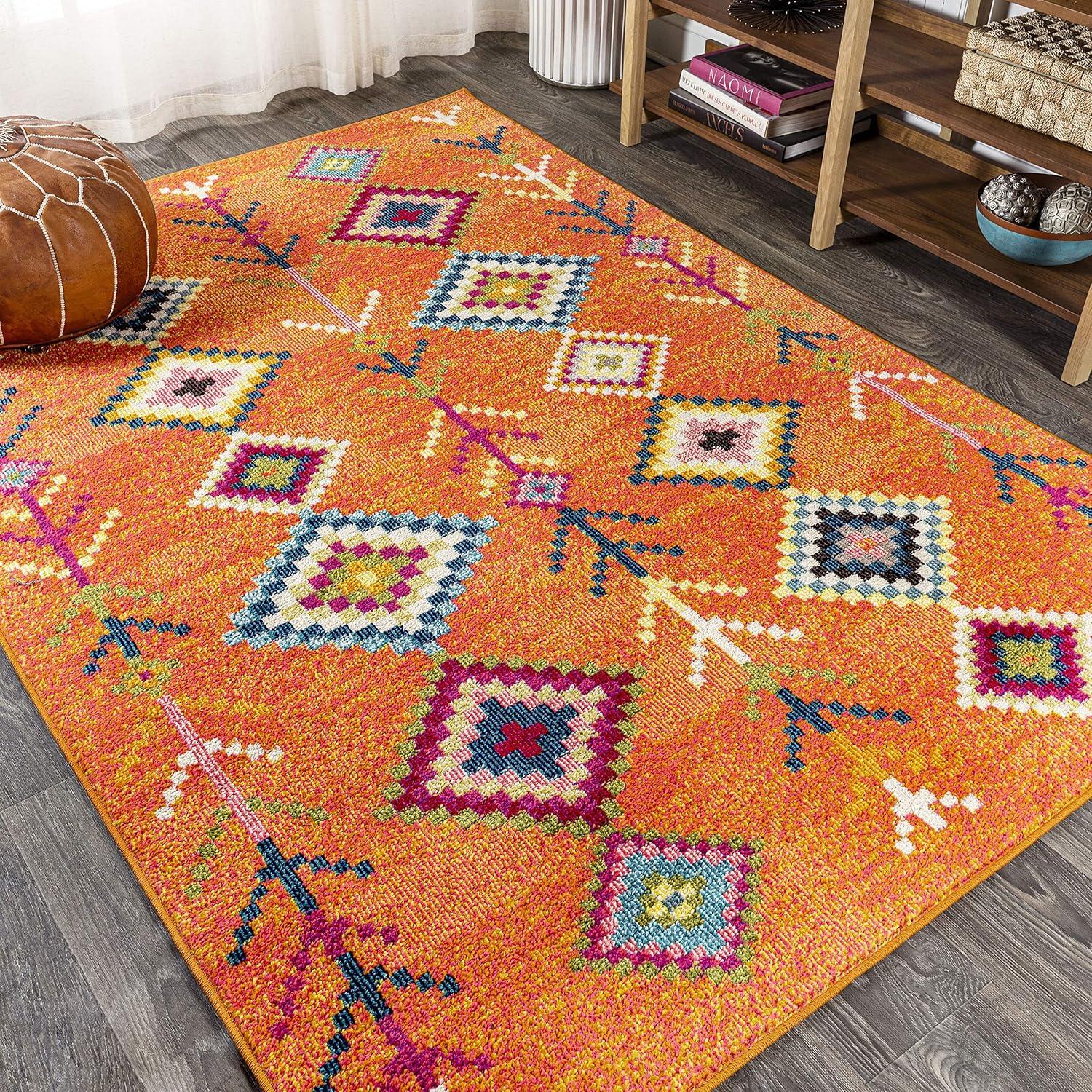 Tribal Love Geometric Orange Multi 3x5 Feet Area Rug