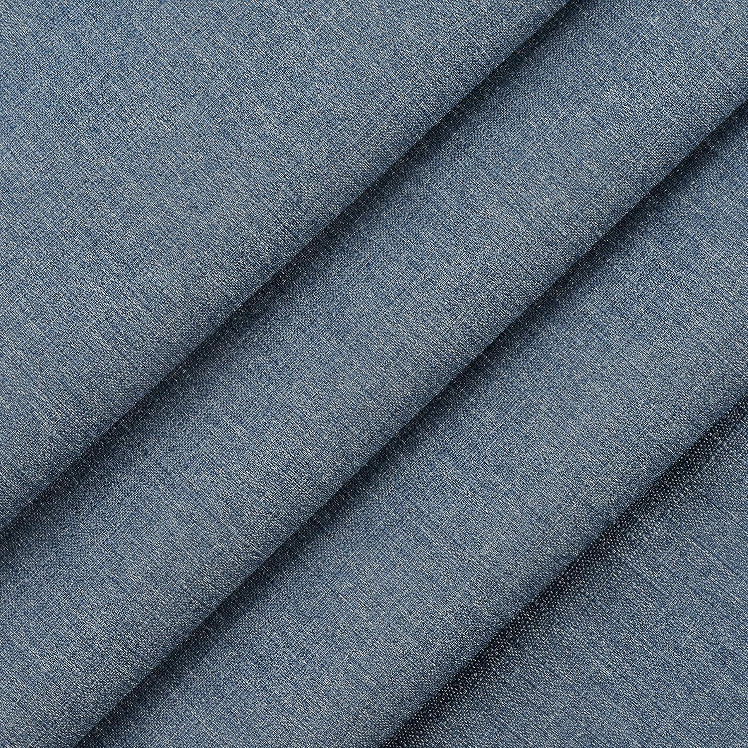 Denim Blue Polyester Blackout Rod Pocket Curtain Panel