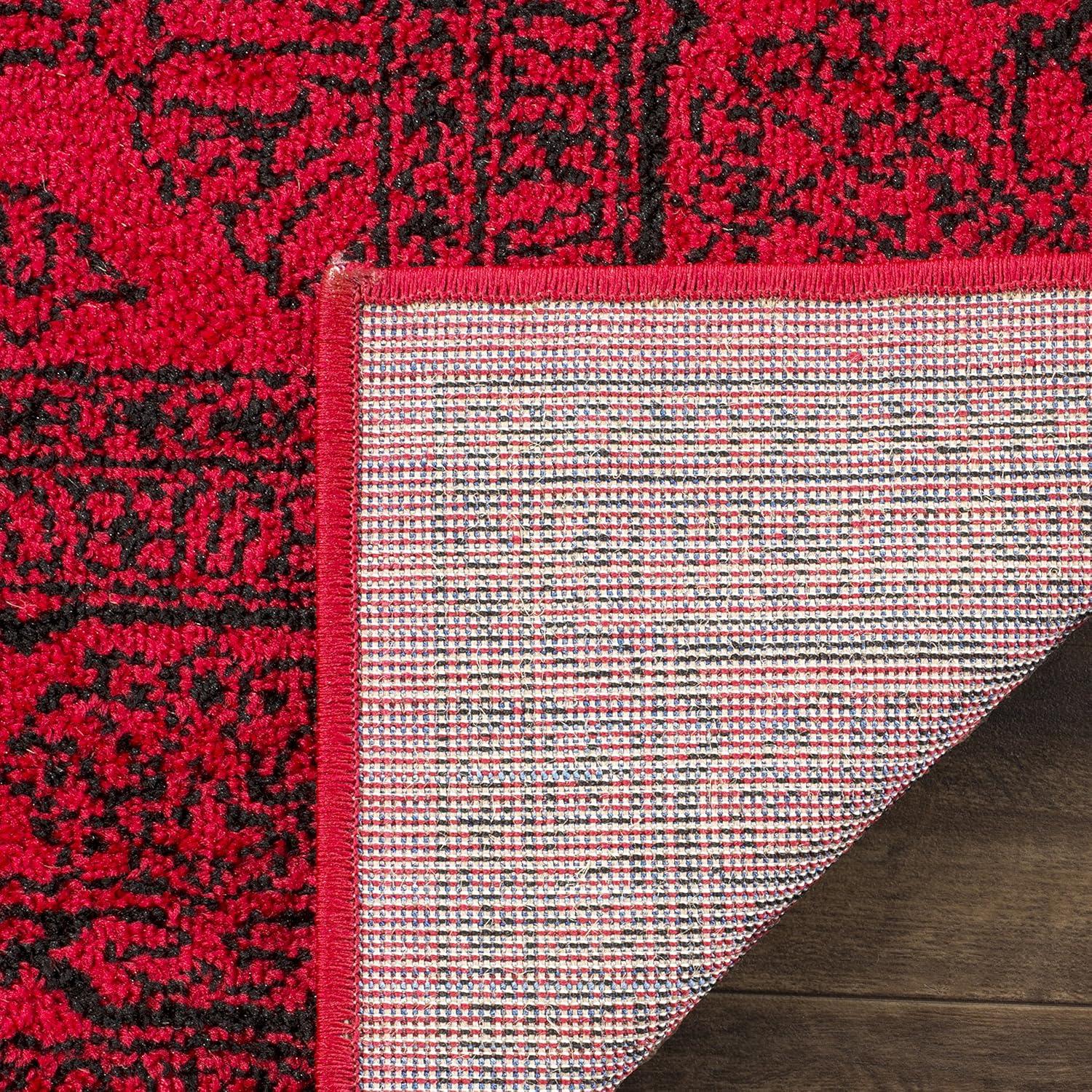 Adirondack ADR108 Power Loomed Area Rug - Red/Black - 4'x4' - Safavieh.
