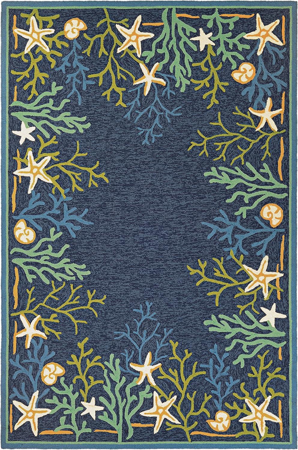 Couristan Outdoor Escape Sea Water Indoor / Outdoor Area Rug, Ocean Blue-Aqua, 3'6" x 5'6"