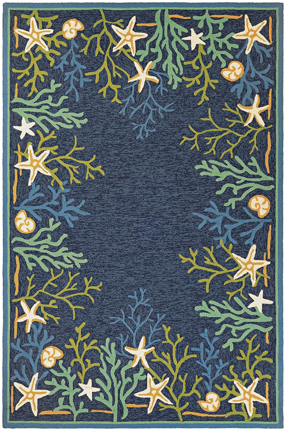 Couristan Outdoor Escape Sea Water Indoor / Outdoor Area Rug, Ocean Blue-Aqua, 3'6" x 5'6"