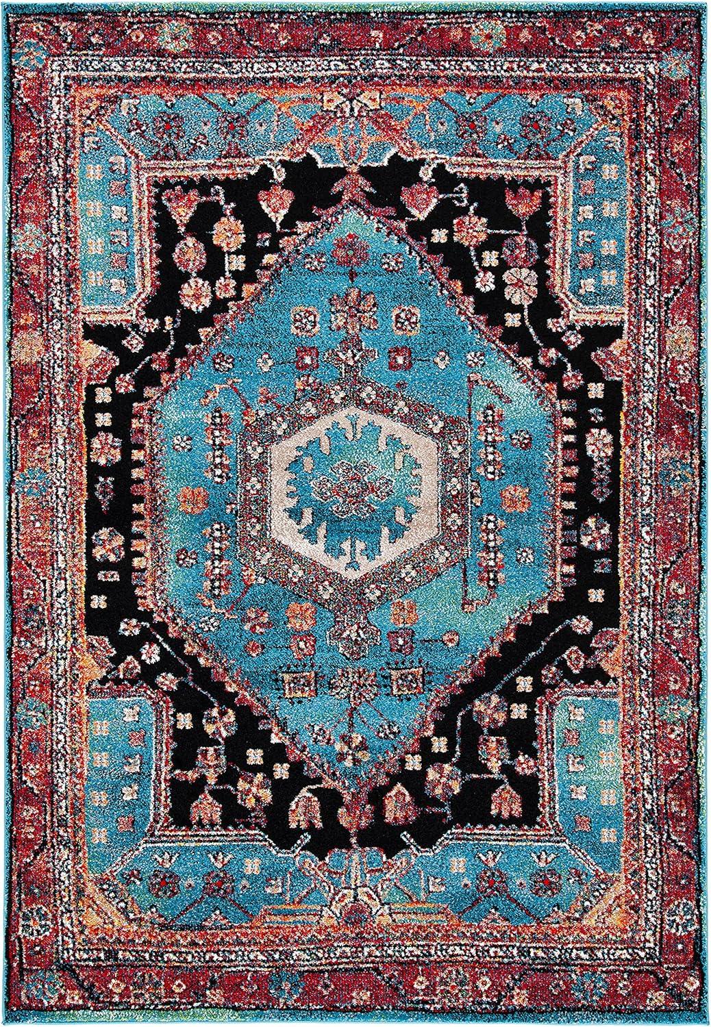 SAFAVIEH Vintage Hamadan Leone Oriental Area Rug, Turquoise/Black, 9' x 12'