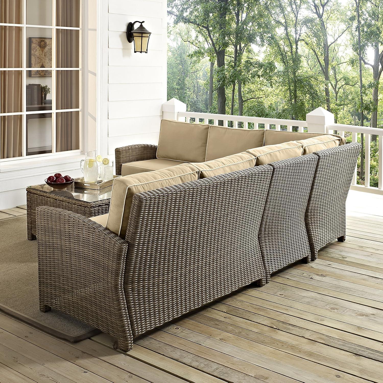 Crosley Furniture Bradenton 5 PC Fabric Patio Sectional Set in Weathered Sand