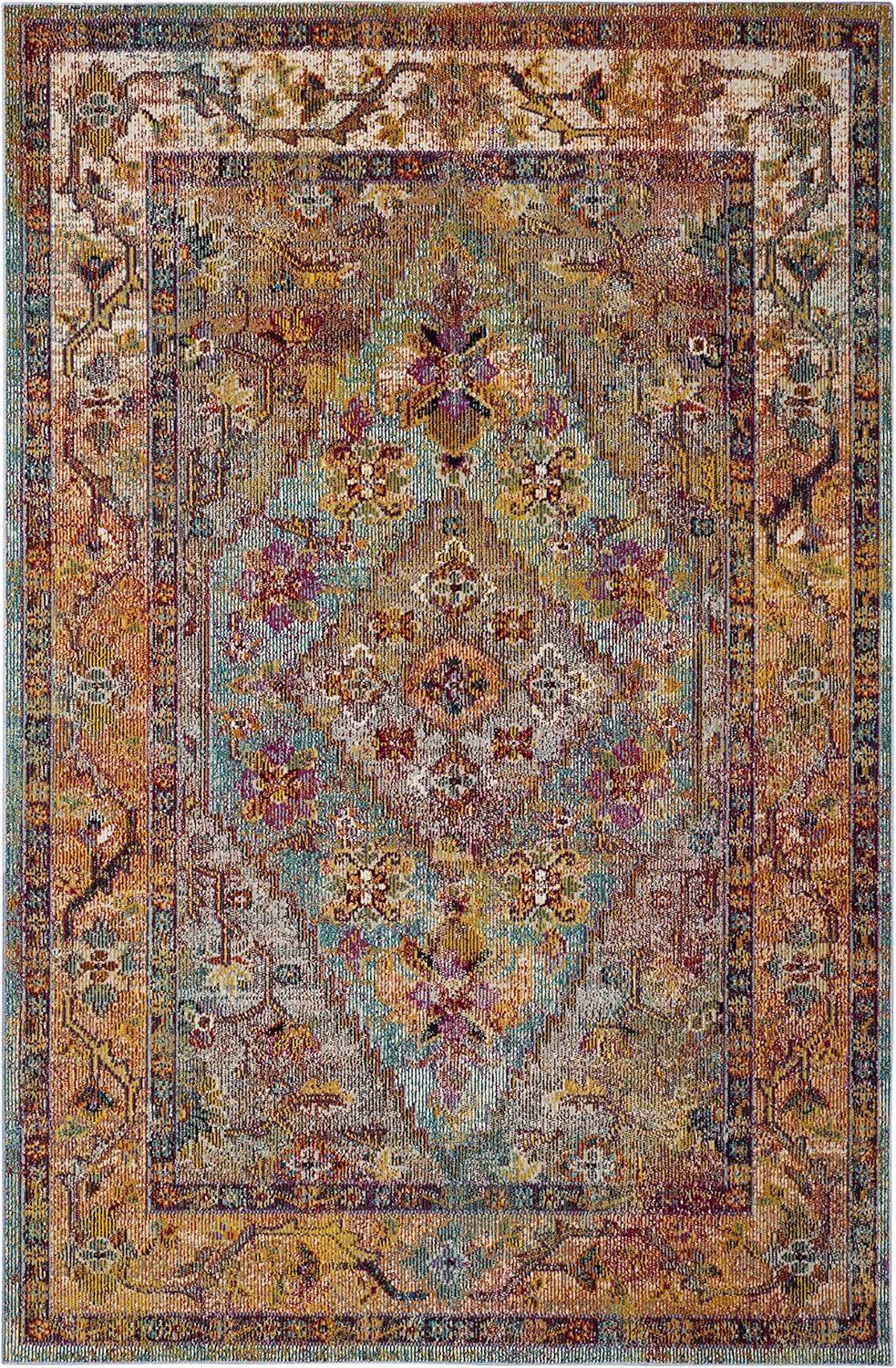 Crystal CRS507 Power Loomed Area Rug - Light Blue/Orange - 5'x8' - Safavieh.